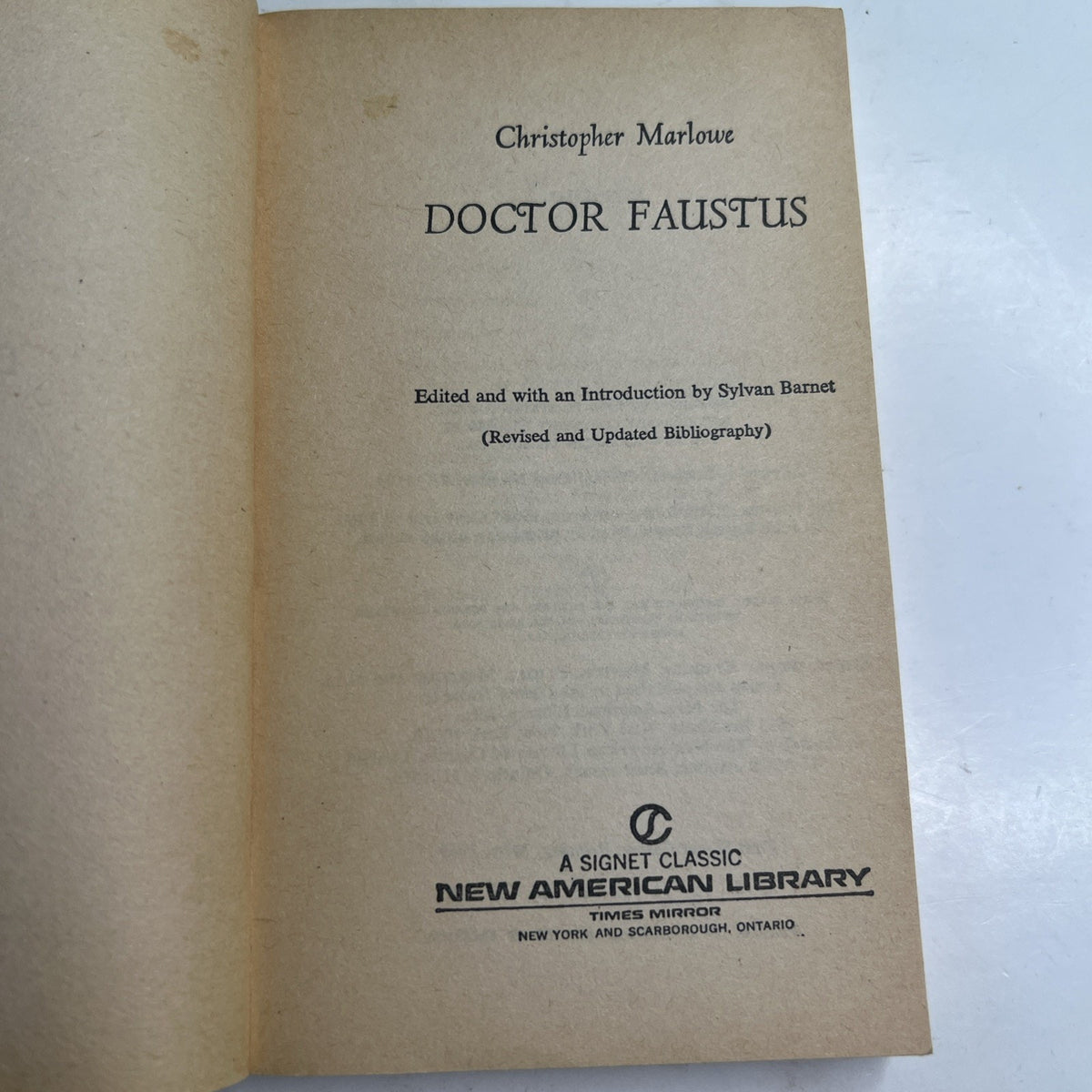 Doctor Faustus by Christopher Marlowe 1969 First Printing Signet Classic Drama