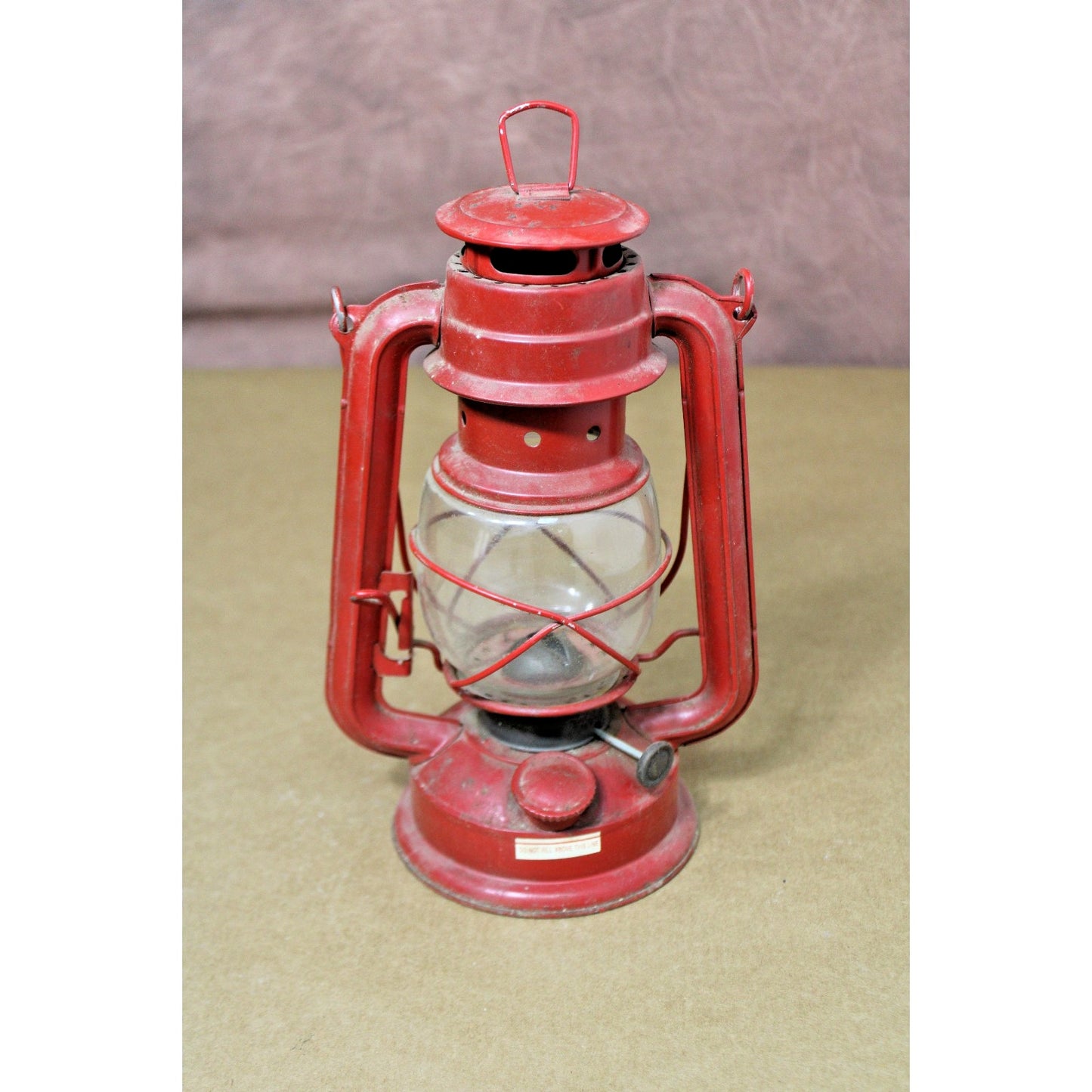 Vintage Pair of Red Kerosene Lanterns, Oil Lamps, 1 Swallow Brand, 10.5" H