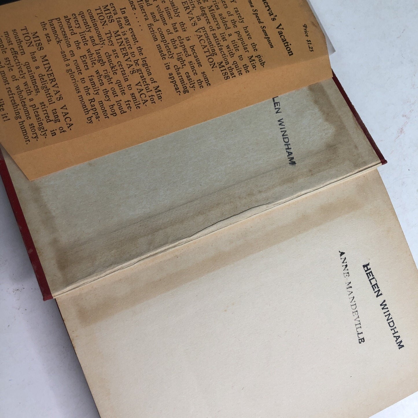 Miss Minerva's Vacation by Emma Speed Sampson 1939 Reilly & Lee HC / DJ 1st Ed
