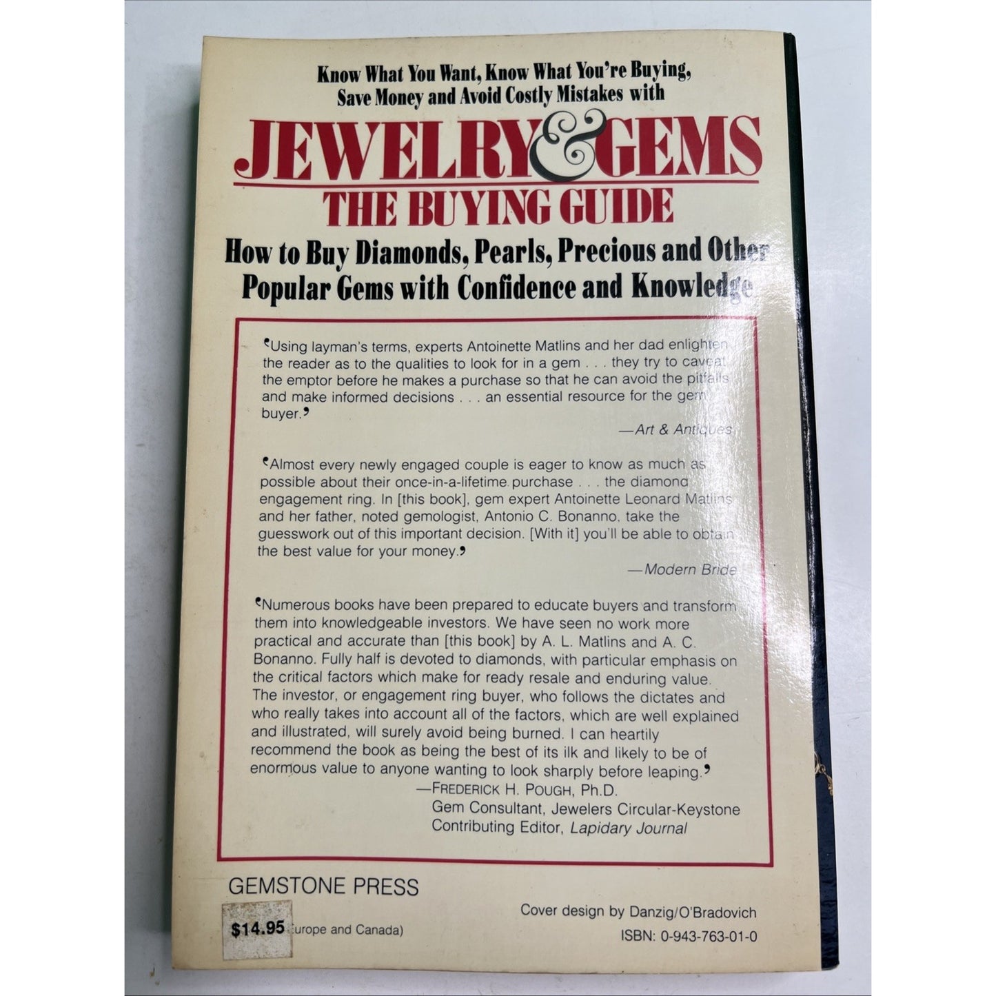 Jewelry and Gems : The Buying Guide by Matlins and Bonanno Softcover Illustrated