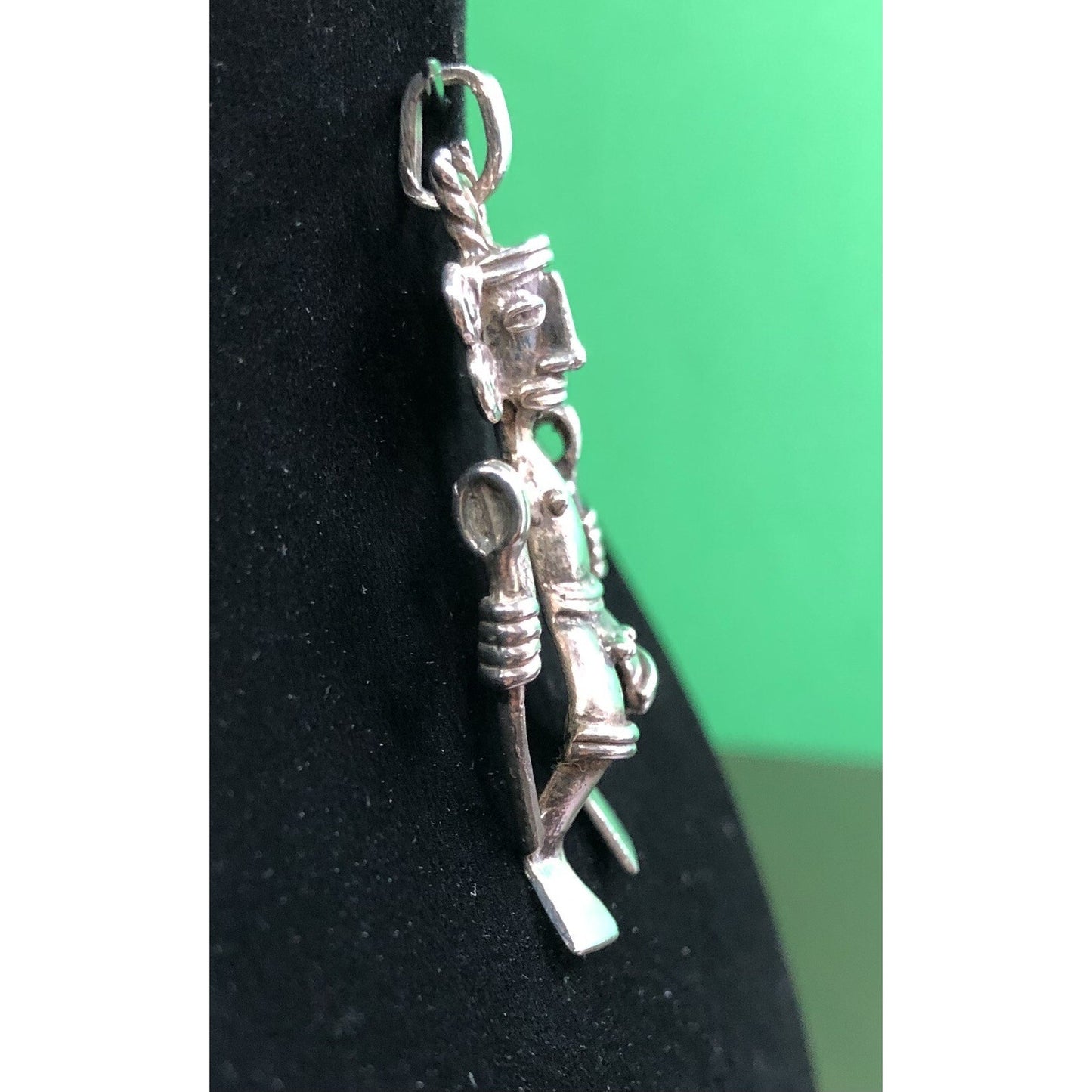 Vintage Sterling Silver Tribal Pendant Mayan Fertility Kachina