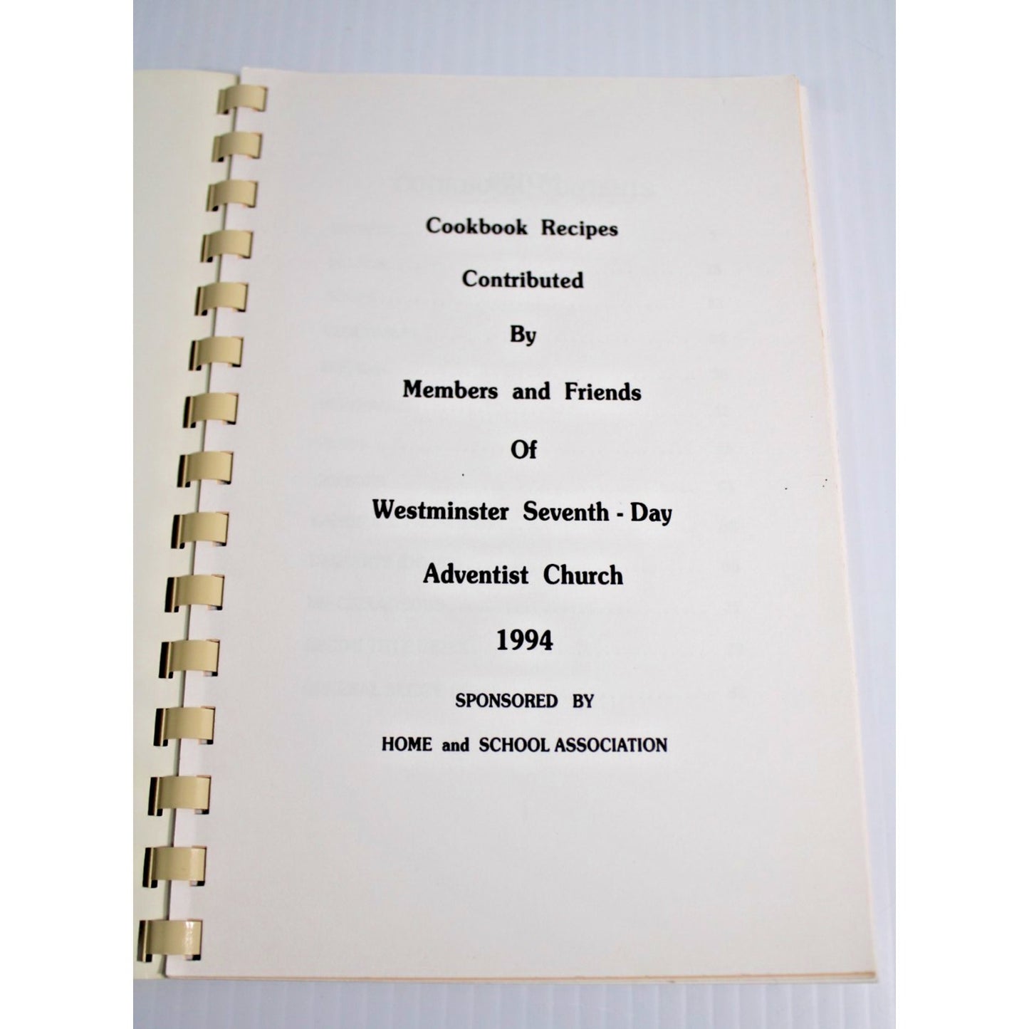 Vintage Westminster Seventh-Day Adventist Church Cook Book Vegetarian Recipes