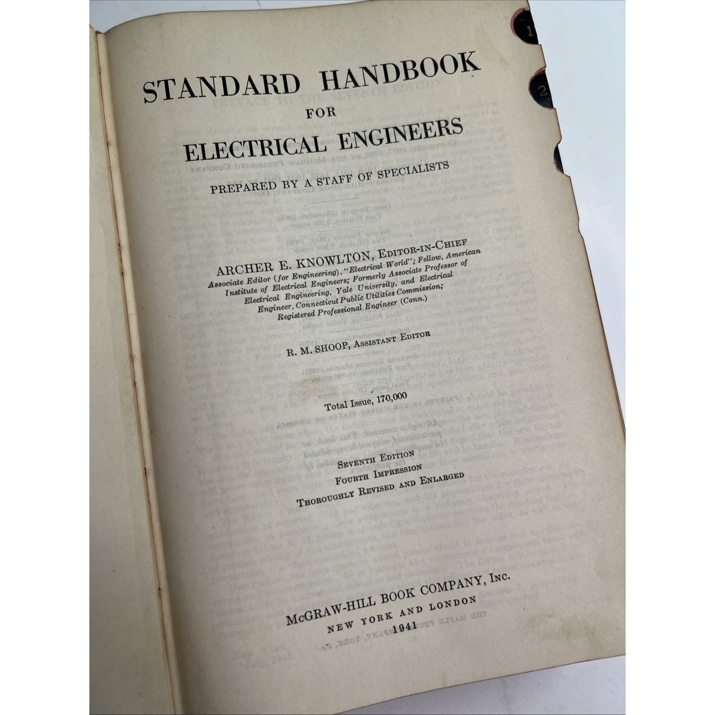 Standard Handbook For Electrical Engineers Archer Knowlton 1941 HC Seventh Ed