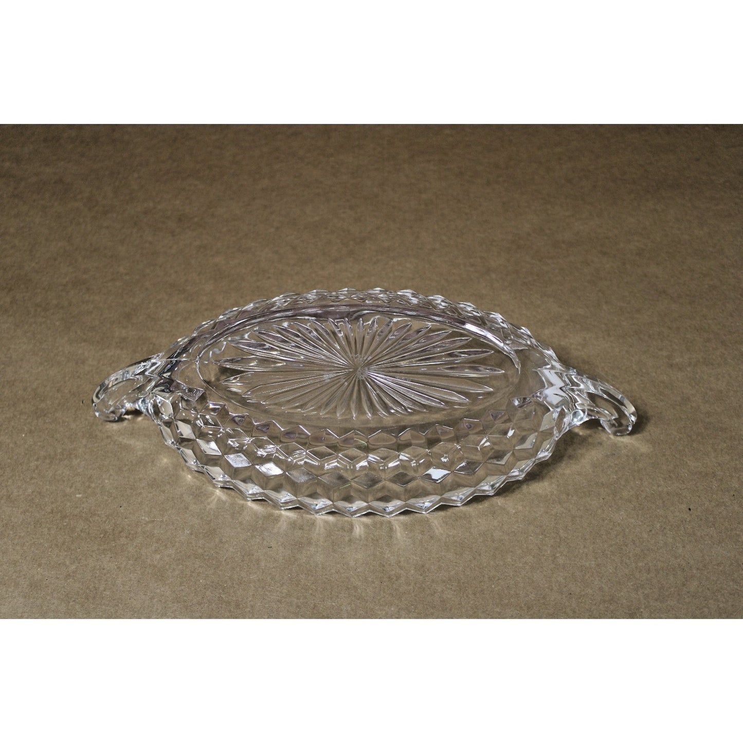 Vintage Fostoria American Elegant Glass Cubist Clear Large Veggie Tray 12"