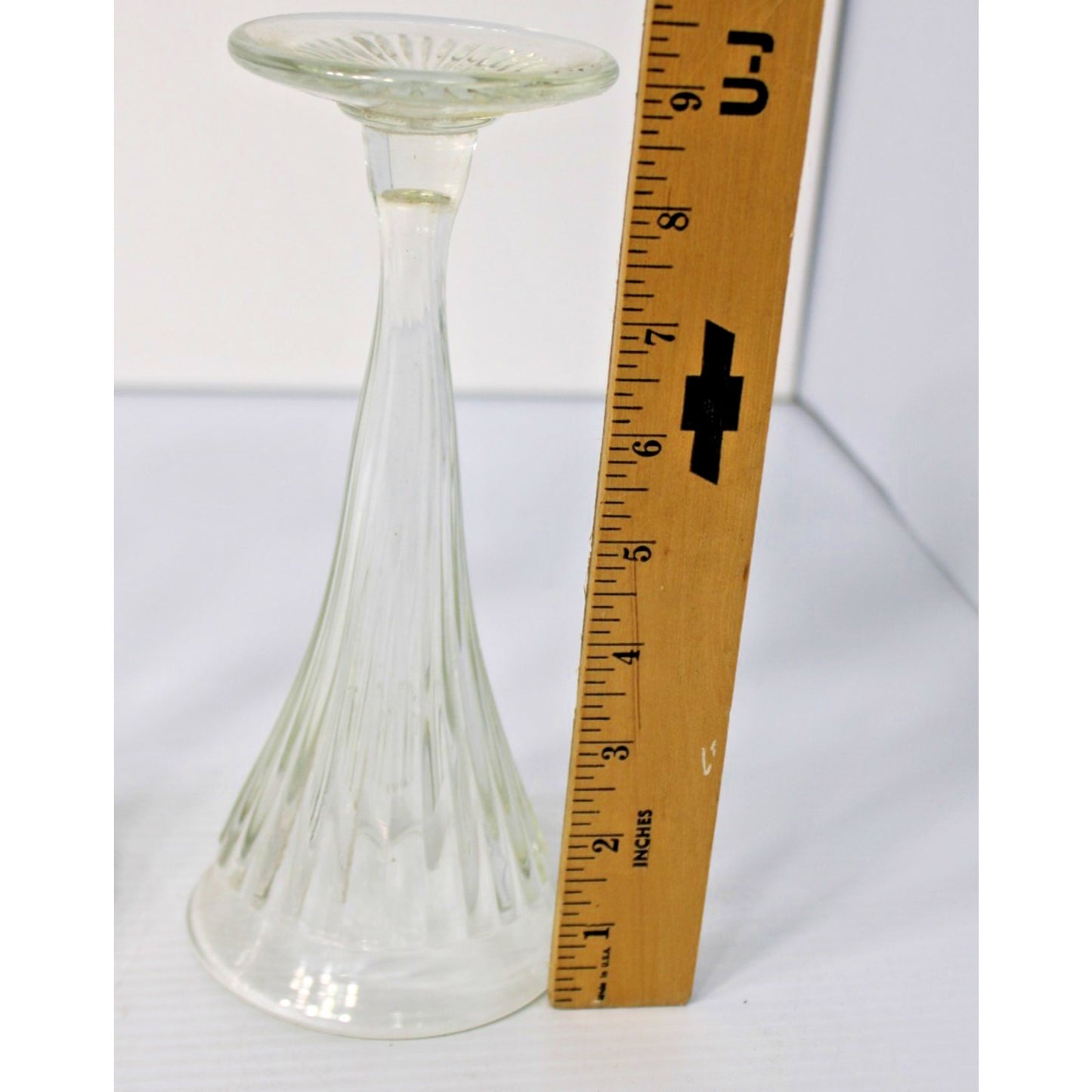 Set of 3 Clear Shelf Risers Display Pedestals 9" Fluted Martinsville Glass