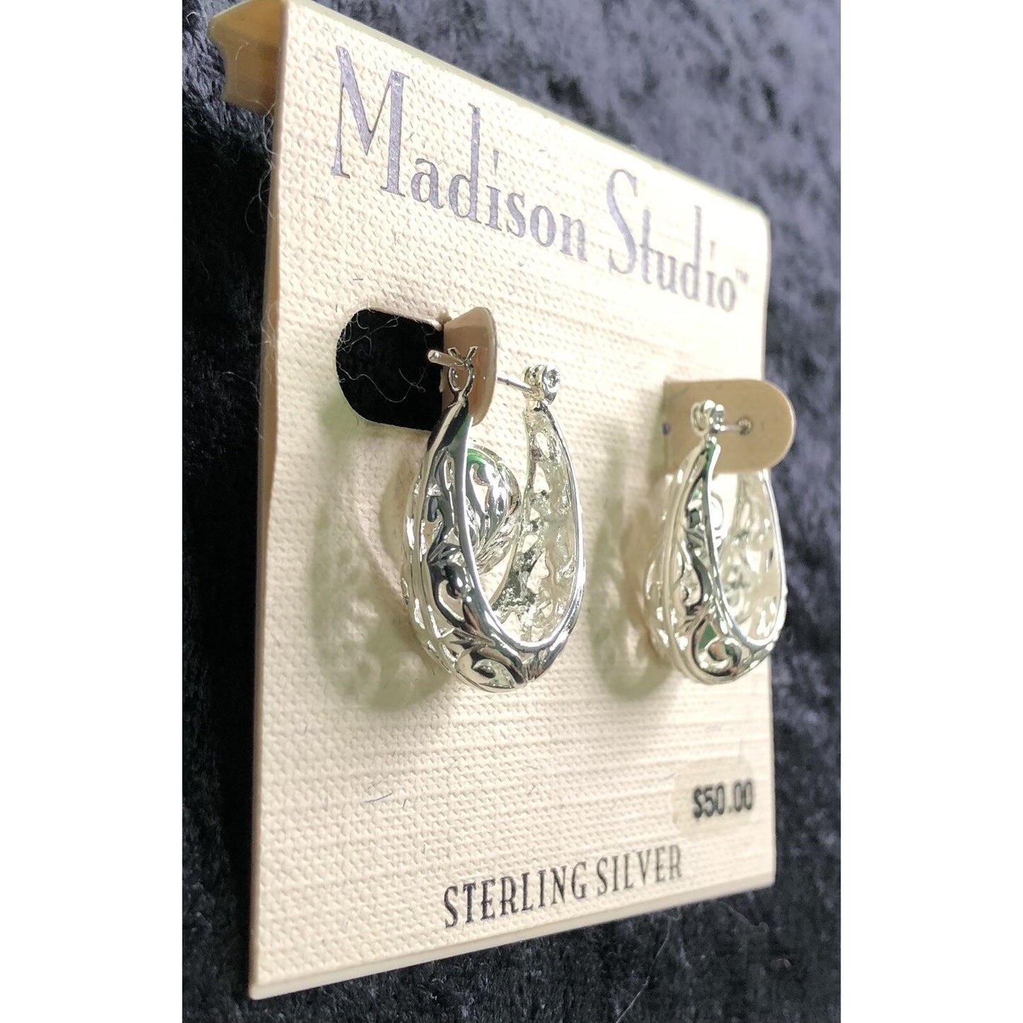 Two Pair Madison Studio Sterling Silver Post Earrings Hoops AND Studs