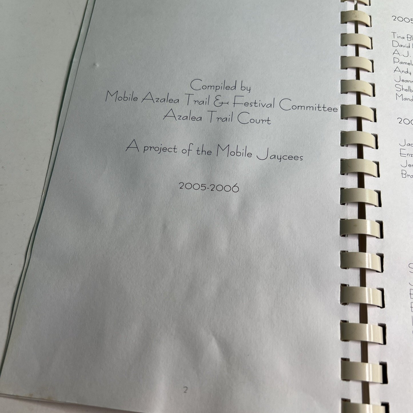 2005-2006 Mobile Azalea Trail Recipe Collection Cookbook AL Alabama