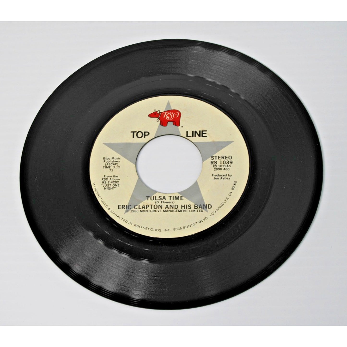 RARE Label- Eric Clapton- COCAINE/ TULSA TIME- 1980 RSO Top Line 45 RPM, 7" NM!