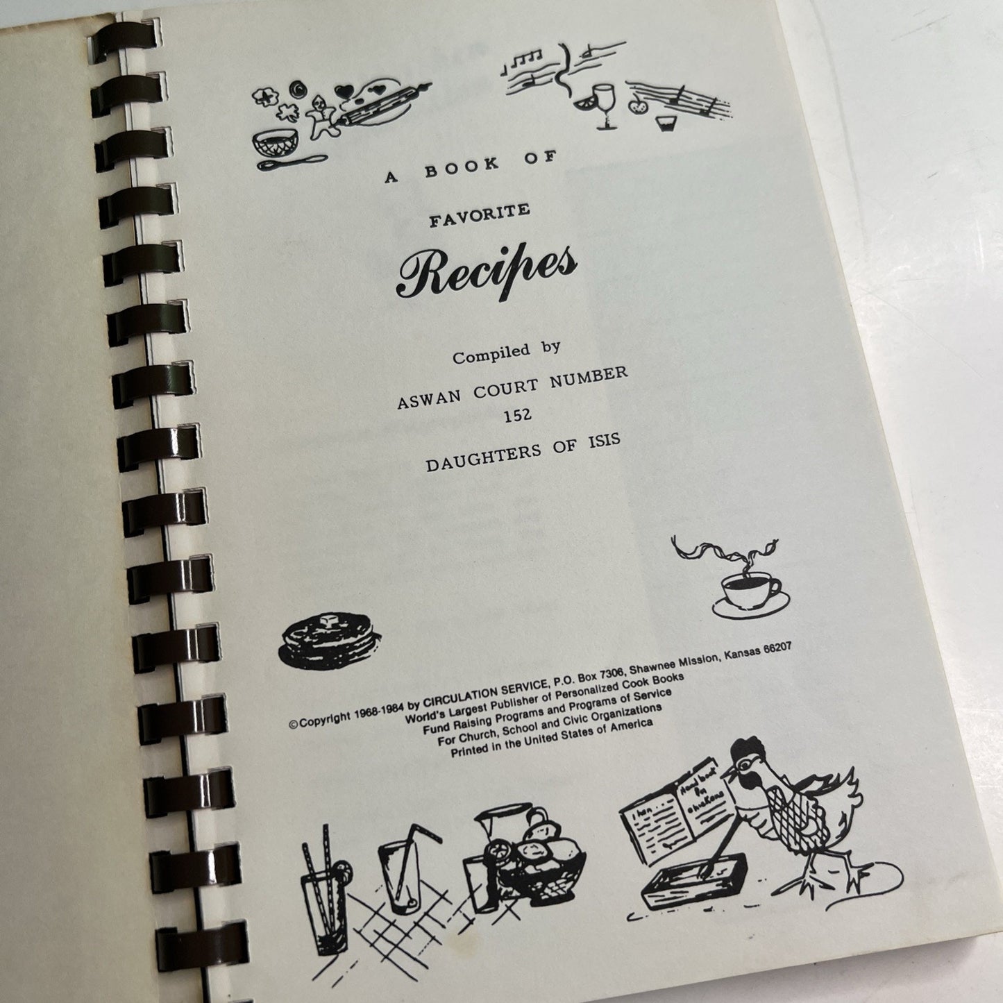 Vtg 1984 Favorite Recipes Cookbook by ASWAN COURT NUMBER 152 DAUGHTERS OF ISIS