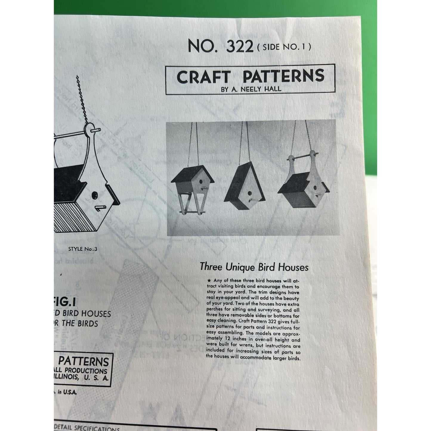 Lot Of 9 Bird House Plans Full Size Craft Patterns Instructions Project List