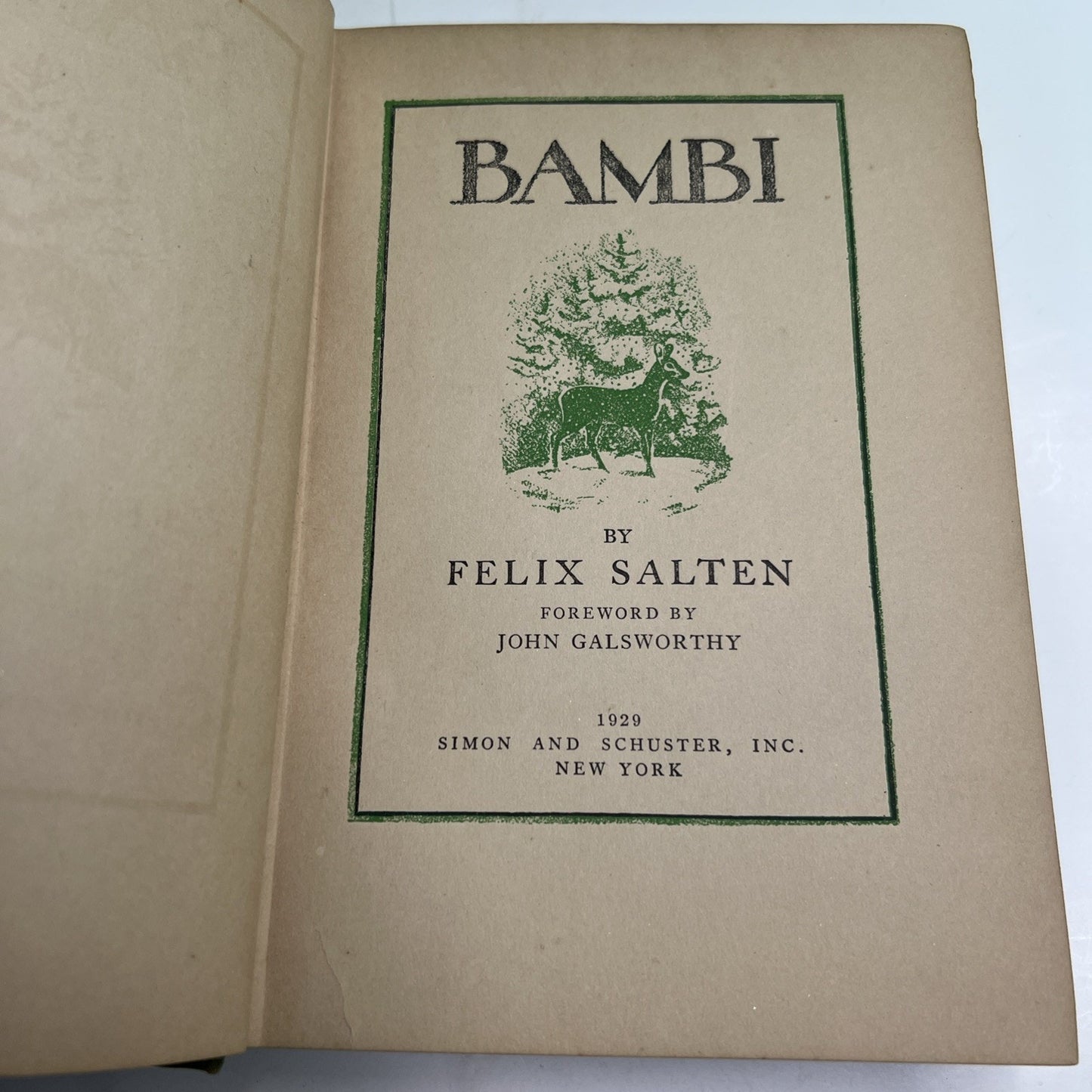 BAMBI A Life in the Woods by Felix Salten First 1st Edition 1929 First Print HC