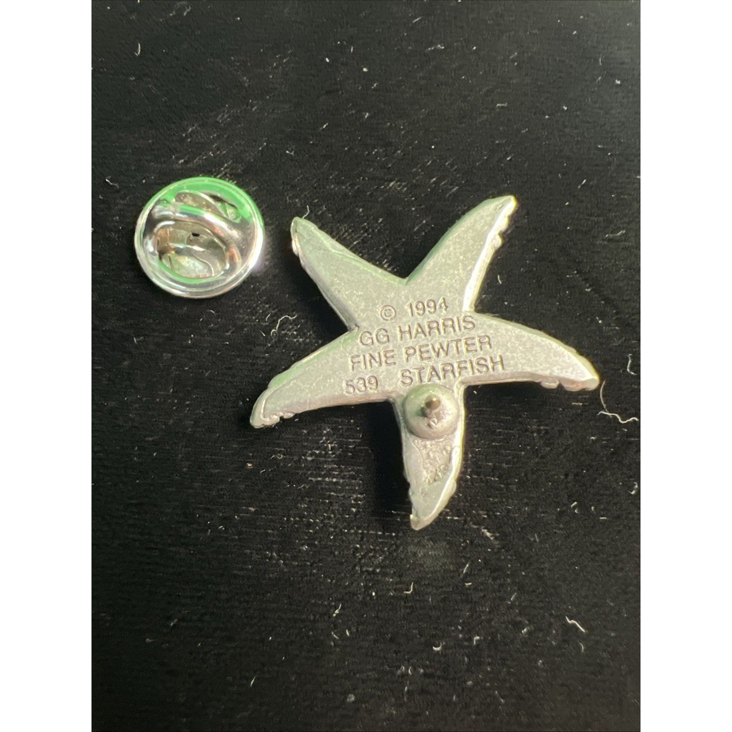 1994 G G Harris Fine Pewter STARFISH Pin Brooch 539 Scarf Hat Jacket Lapel