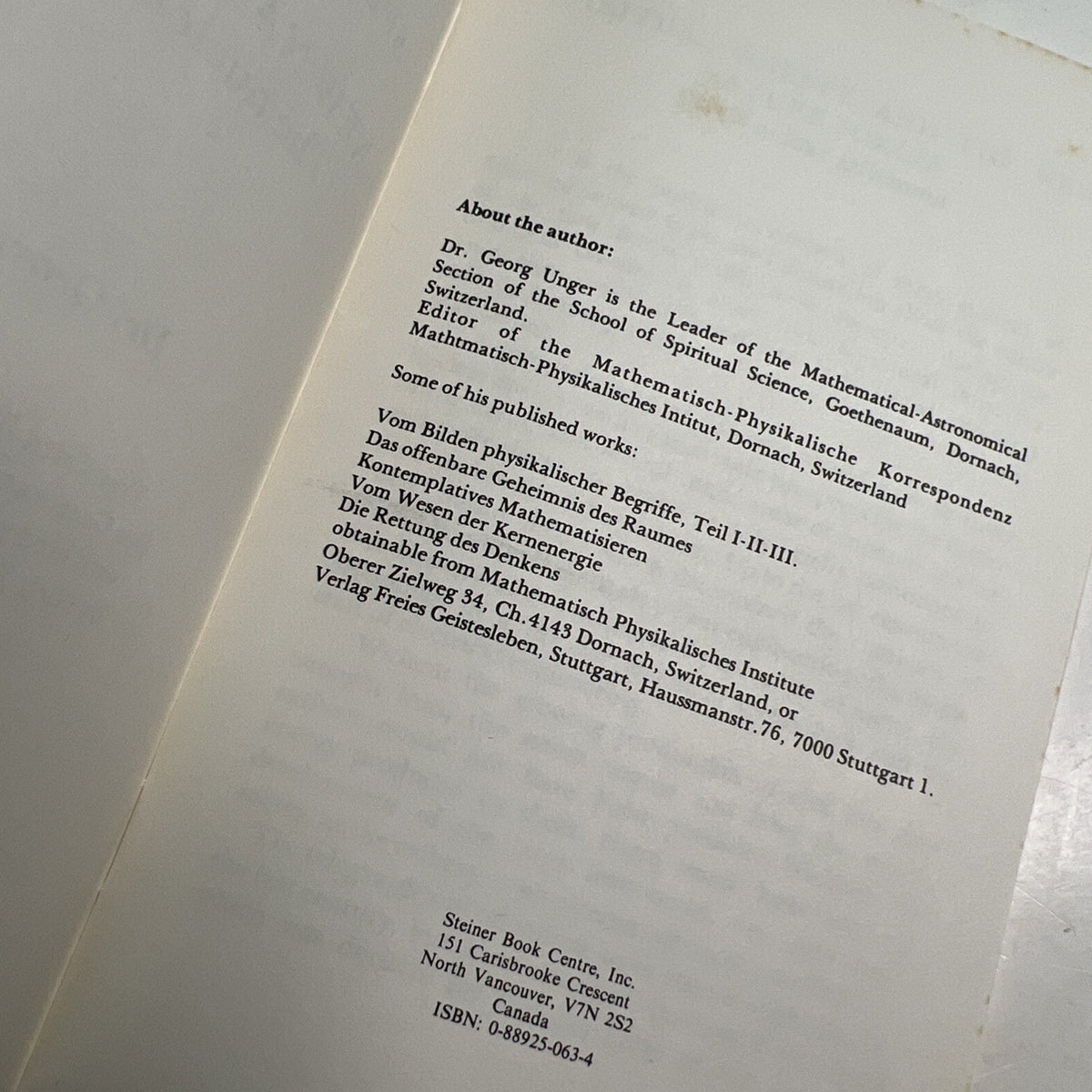 Spiritual Science and the New Nature Forces: The Nuclear Dilemma by Georg Unger