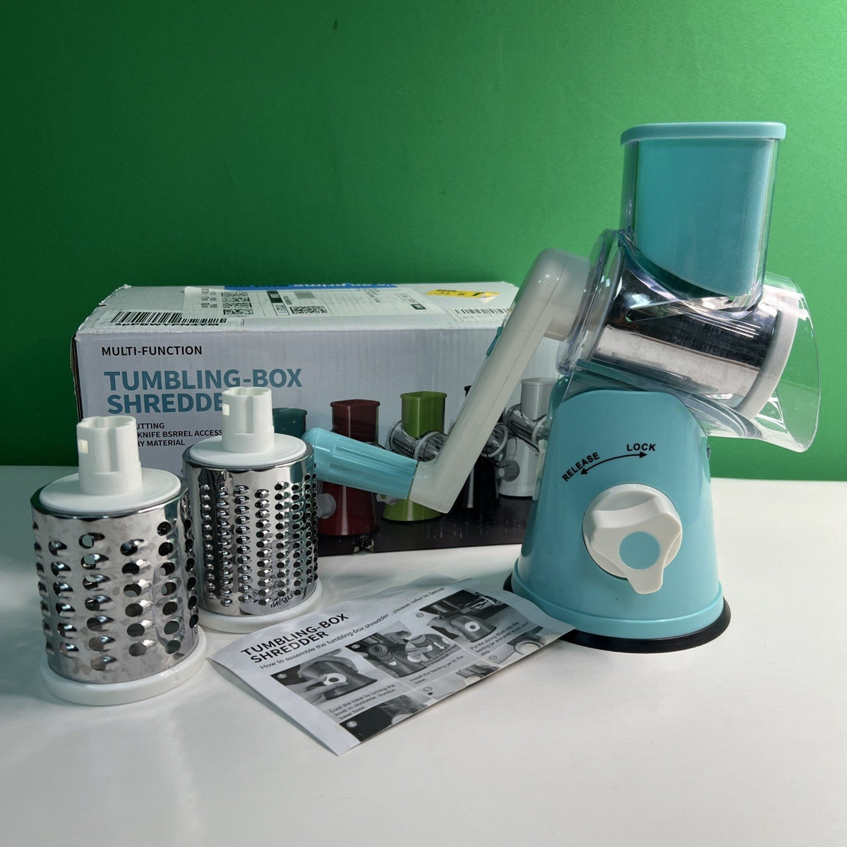 Tumbling Box Shredder Manual 3 Knife Barrel Acc. Fine & Coarse & Slicing Sharp
