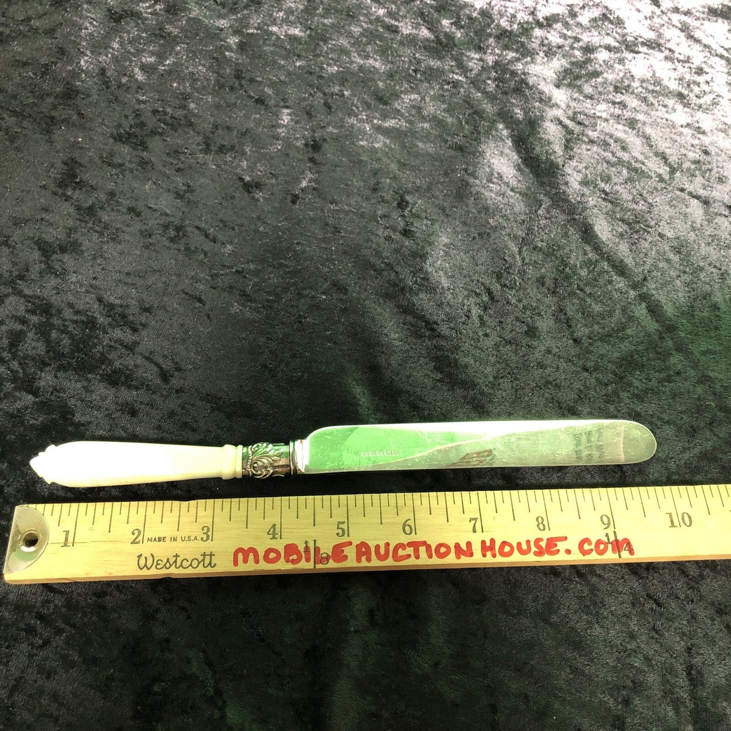 Vintage Dessert Knife with Mother of Pearl Handle Hallmarked 10” Long (B)