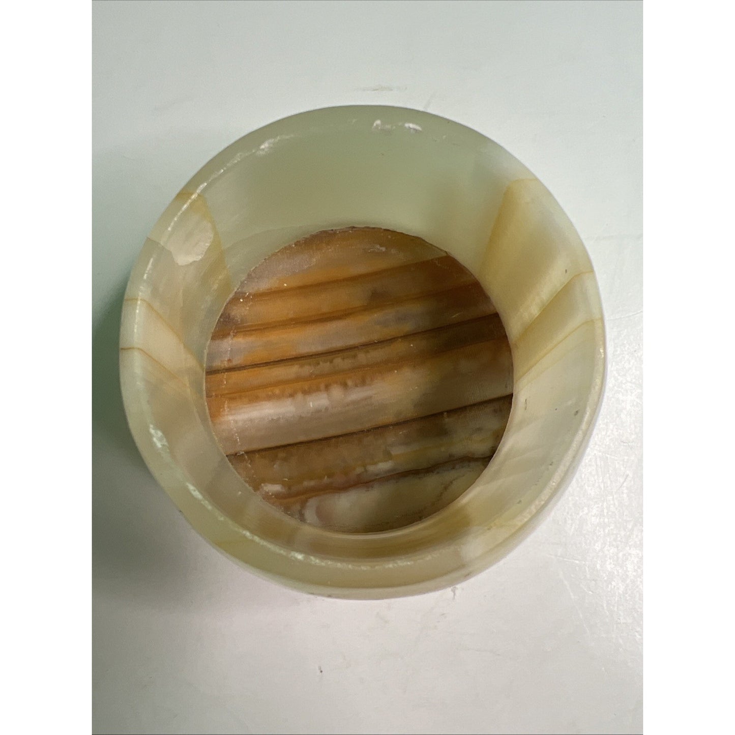 Carved Soapstone Small Box Round Trinket Vanity Natural Stone with Lid