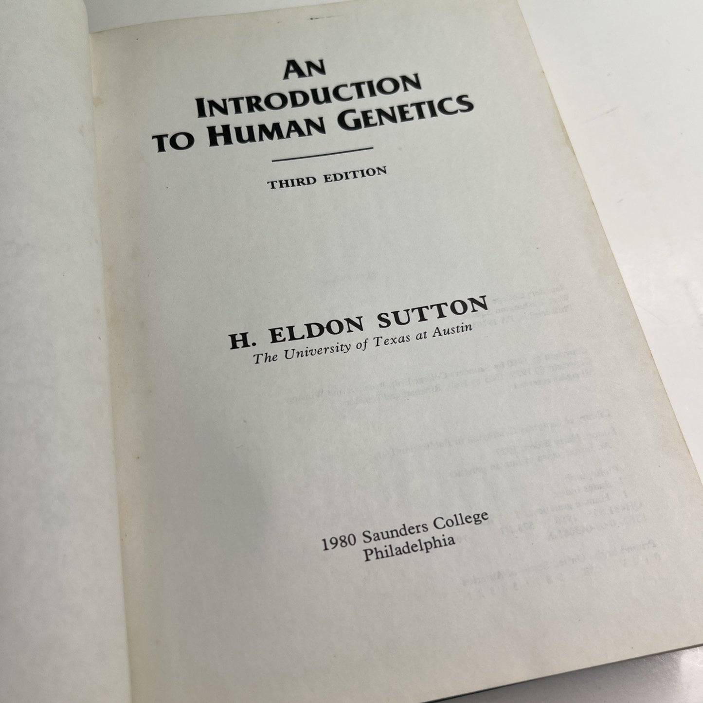 An Introduction To Human Genetics 3rd Edition H. Eldon Sutton 1980 HC Textbook