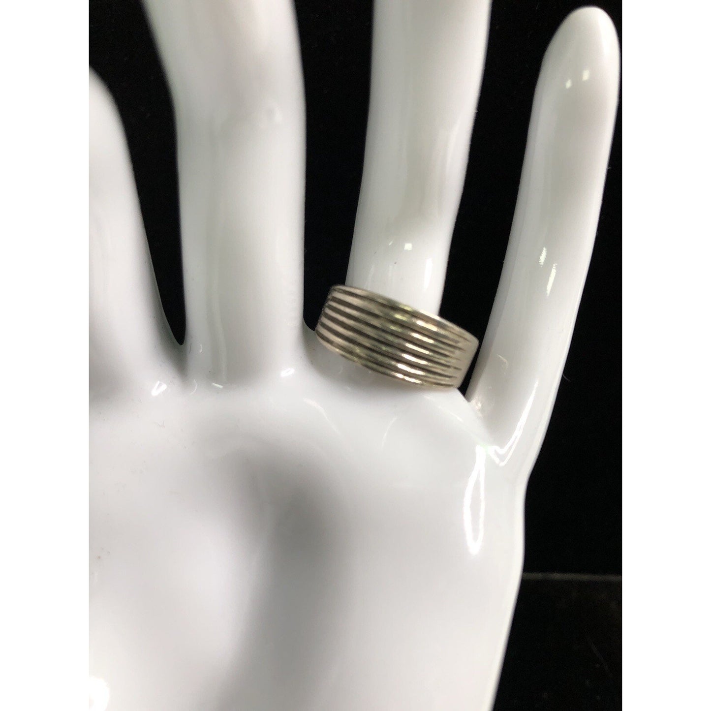Ribbed Medium Width Band Stack Thumb RING SIZE 7 STERLING SILVER 925