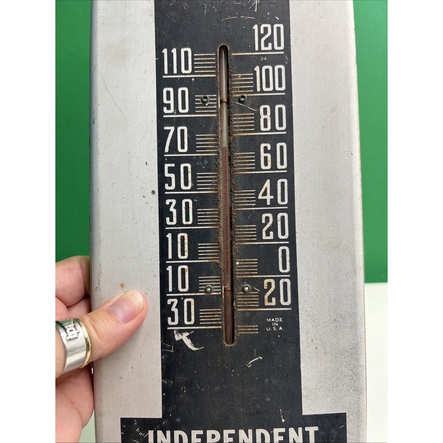 Vtg MOBILE ALABAMA Independent Life Insurance Co Thermometer Sign Advertising