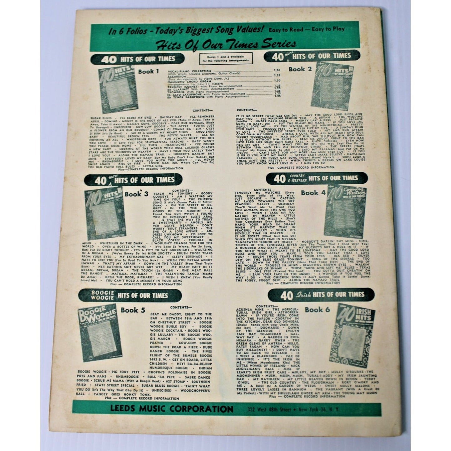 2 Vintage 1950s Irish Music Songbooks for Piano, Voice, Guitar, Ukelele