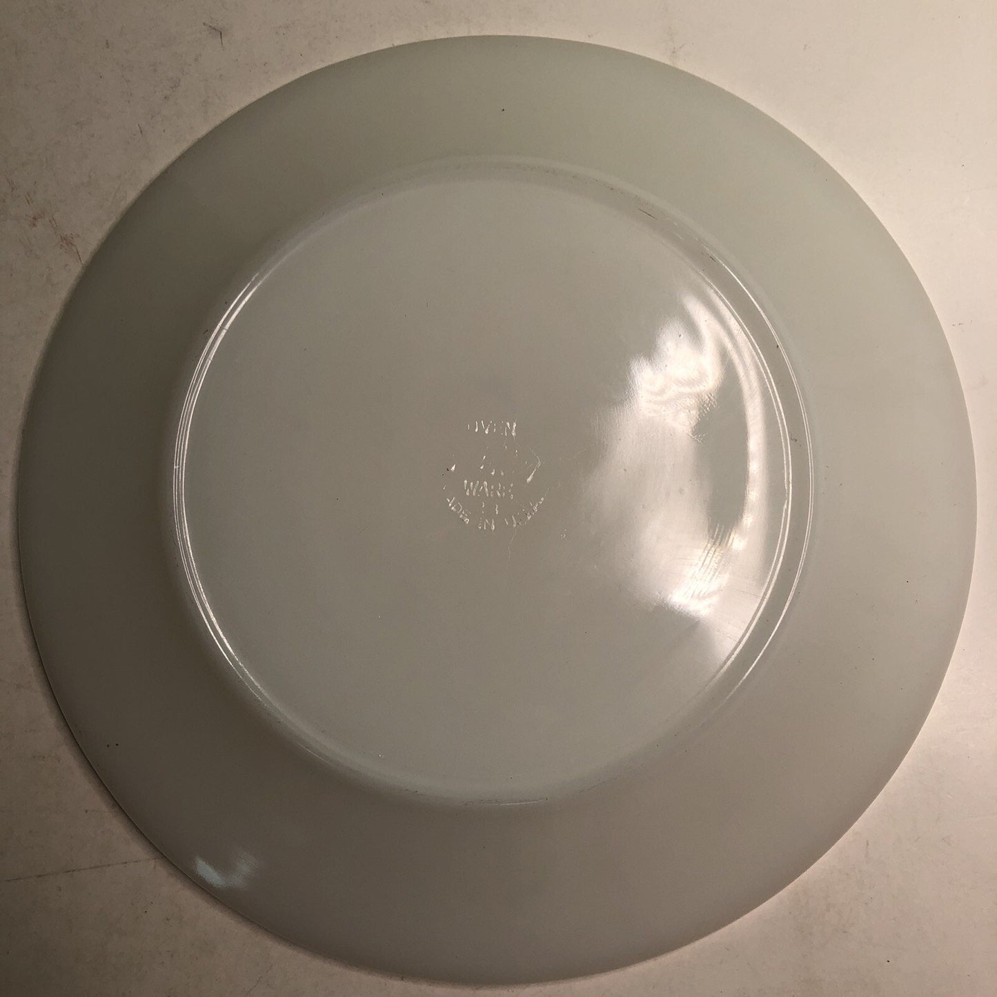MCM Anchor Hocking Glass Fire King Oven Ware Ivory Dinner Plate Set Of 2 1940s