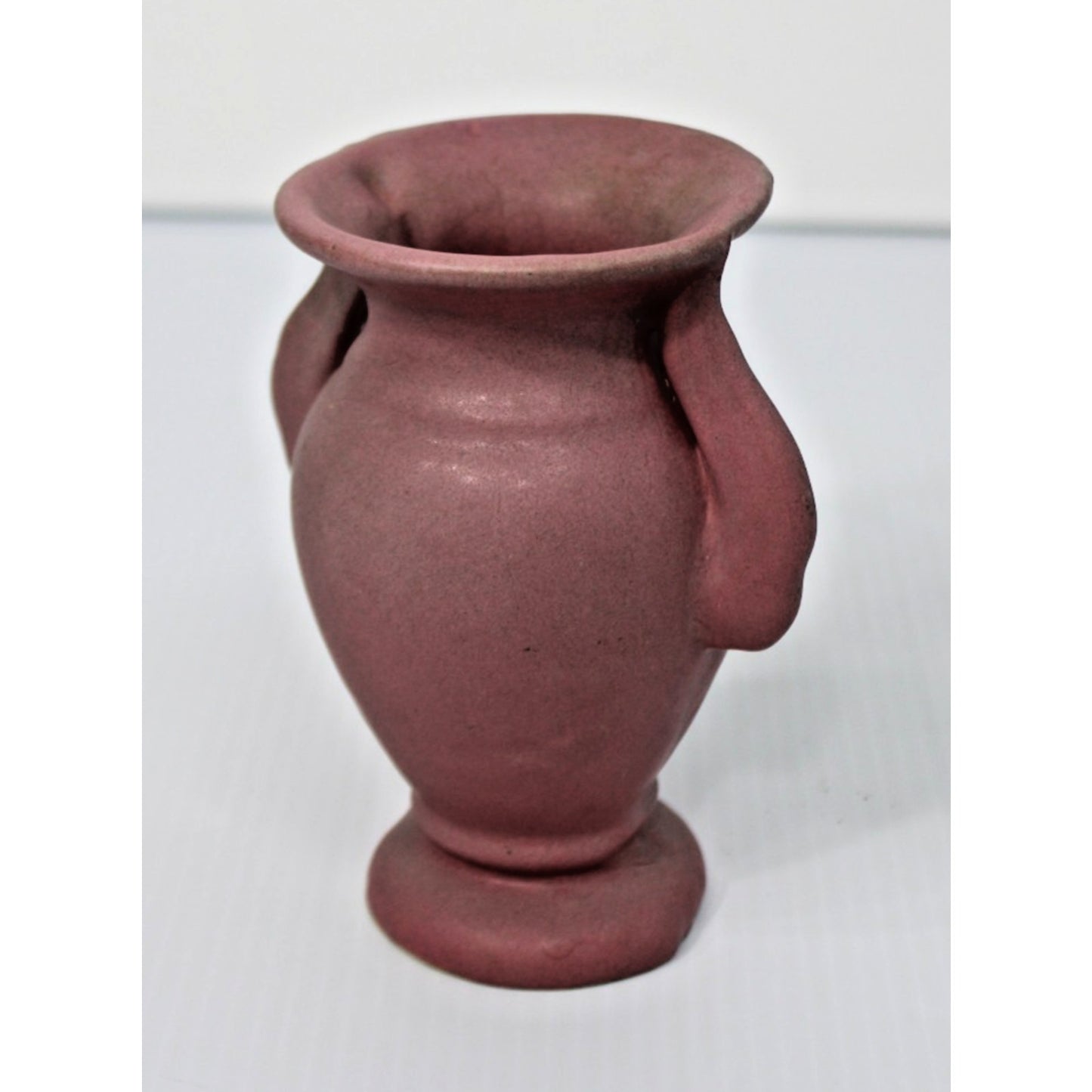 1930s Niloak Art Pottery Double-Handled Wing Vase 6"H Matte pink Ozark Dawn