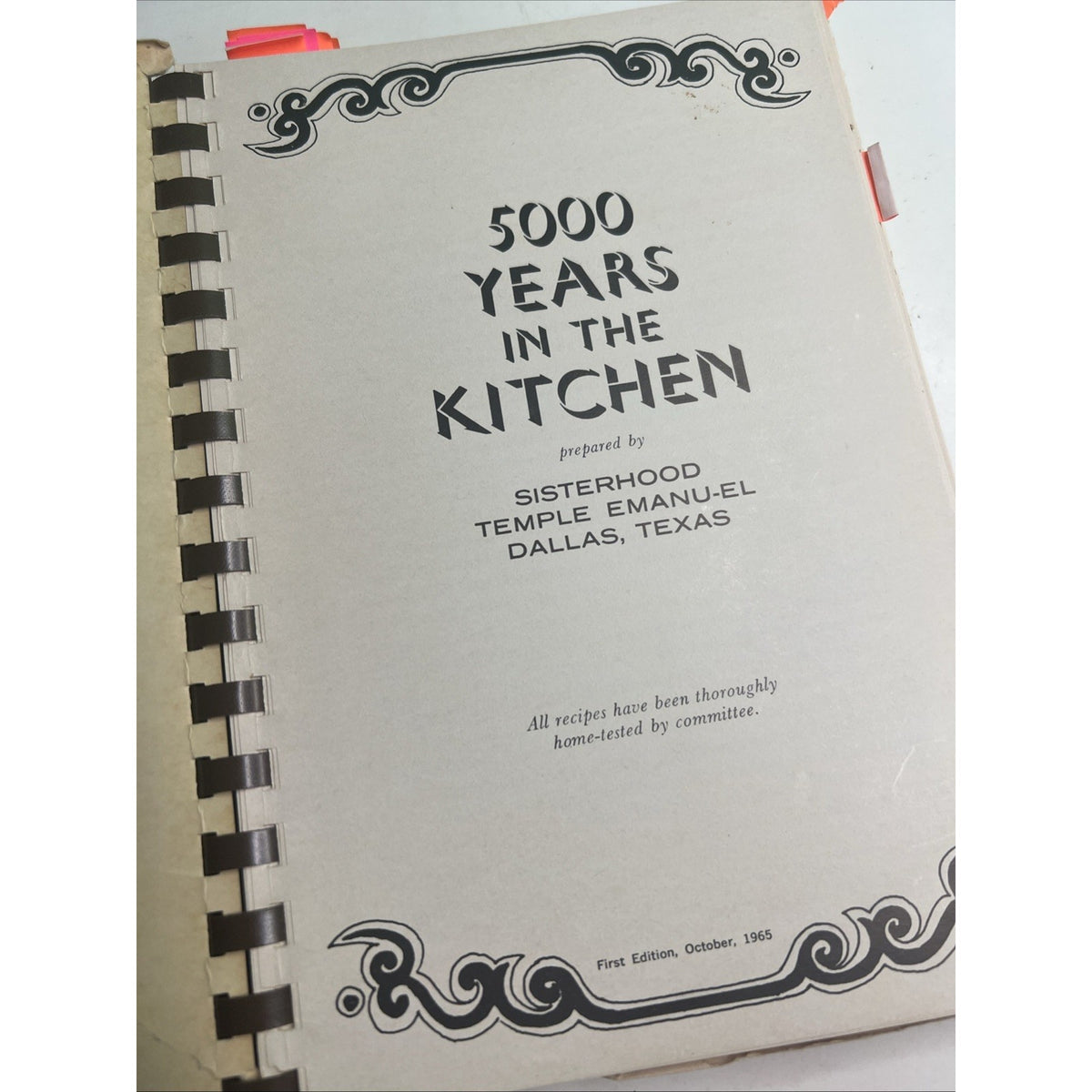 5000 Years In The Kitchen Cookbook Sisterhood Temple Emanu-El Dallas Texas 1965