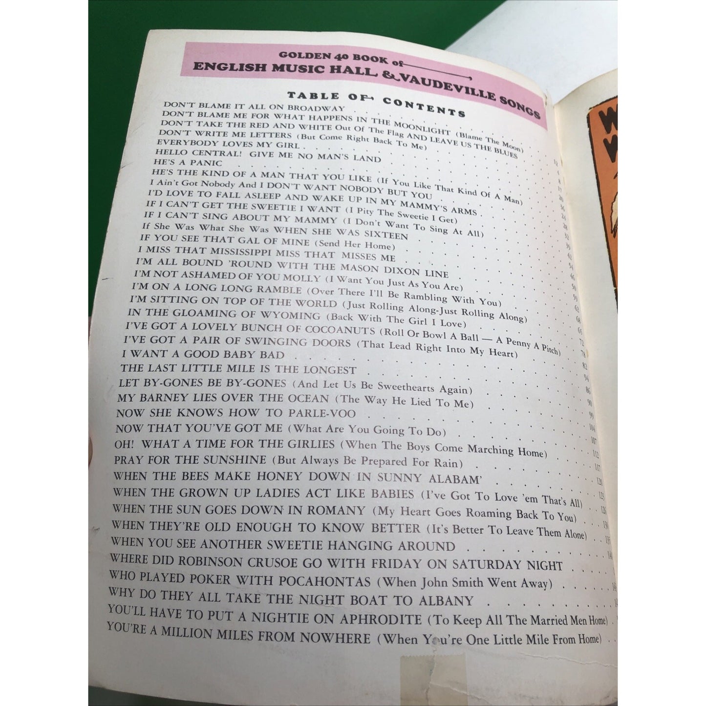 Music Book Golden 40 Book Of English Music Hall & Vaudeville Songs Vintage
