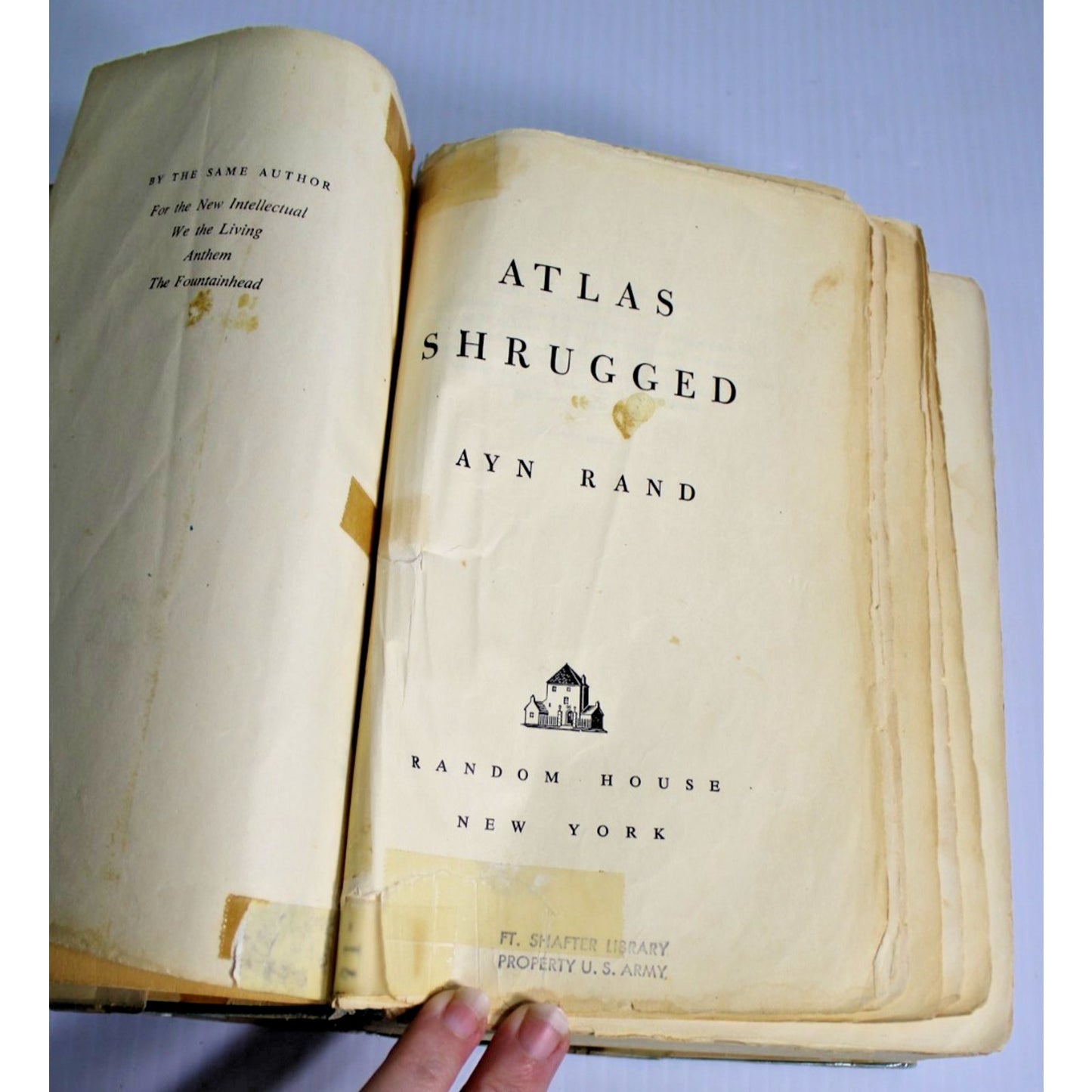 1957 Ayn Rand- Atlas Shrugged 1st Ed/6th Printing Dust Jacket Ex Library US Army