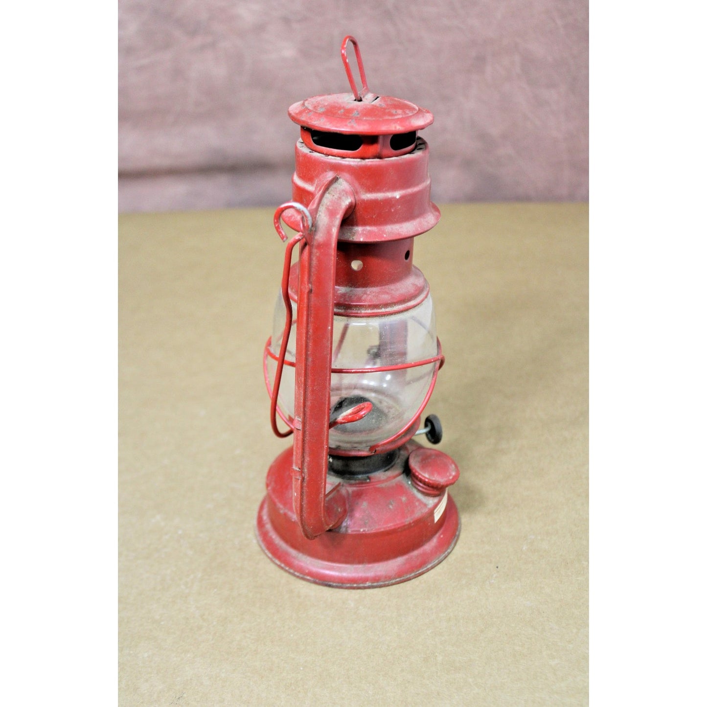 Vintage Pair of Red Kerosene Lanterns, Oil Lamps, 1 Swallow Brand, 10.5" H