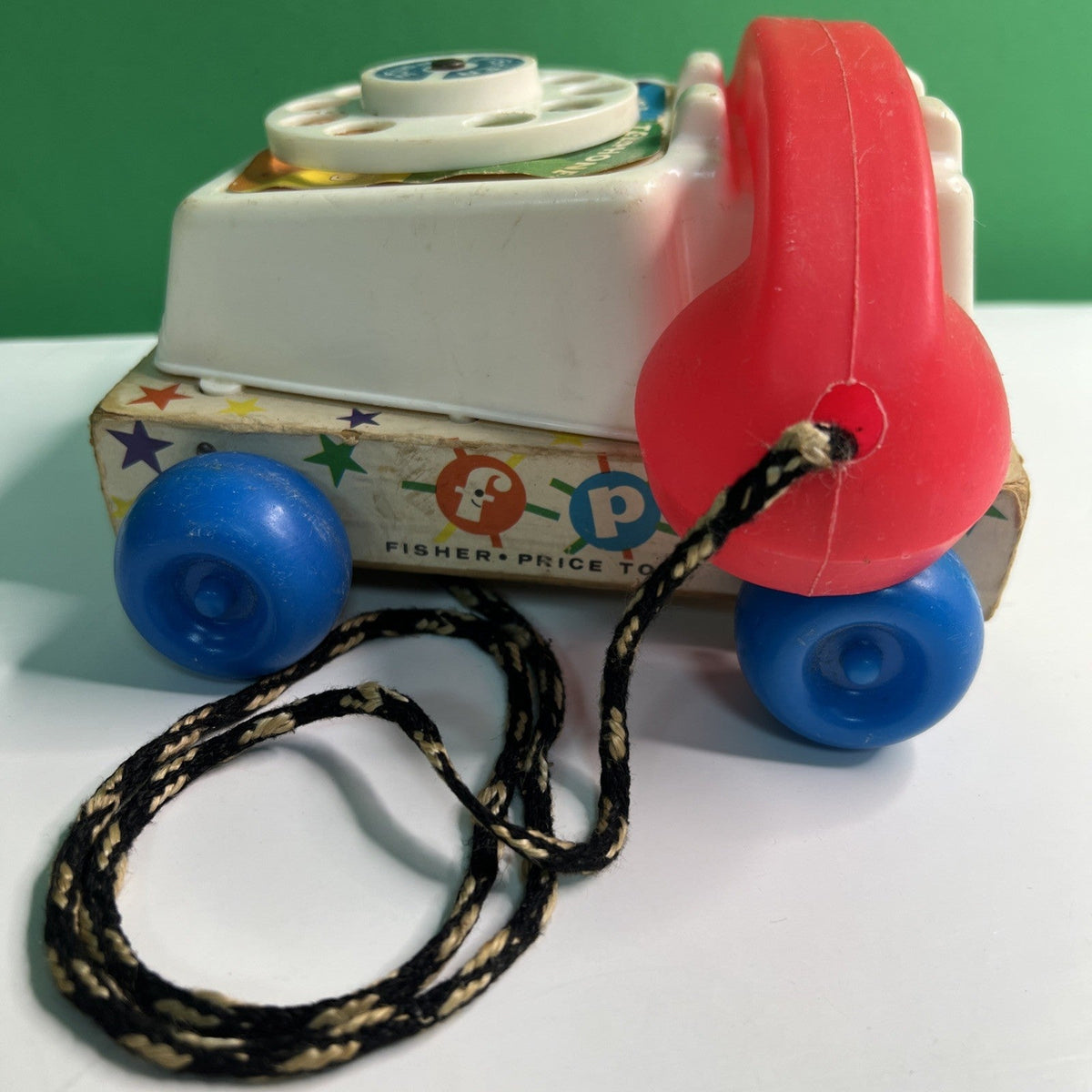 Vintage 1961 Fisher Price Chatter Phone Rotary Telephone Pull Toy #747