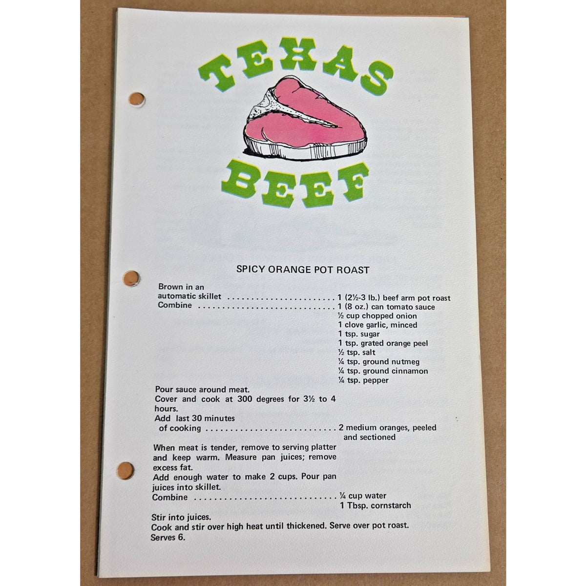 Vintage 1970s Texas Agriculture (TAP) Recipe Cards - Set of 6 - Texana Ephemera
