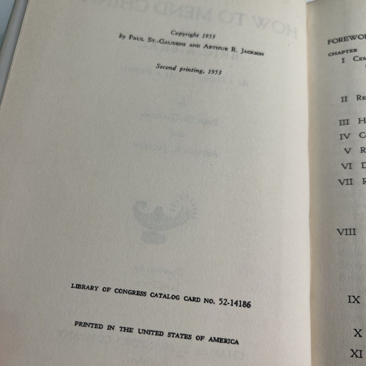 How To Mend China And Bric A Brac 1953 HC DJ by St. Gaudens & Jackson 2nd Pr