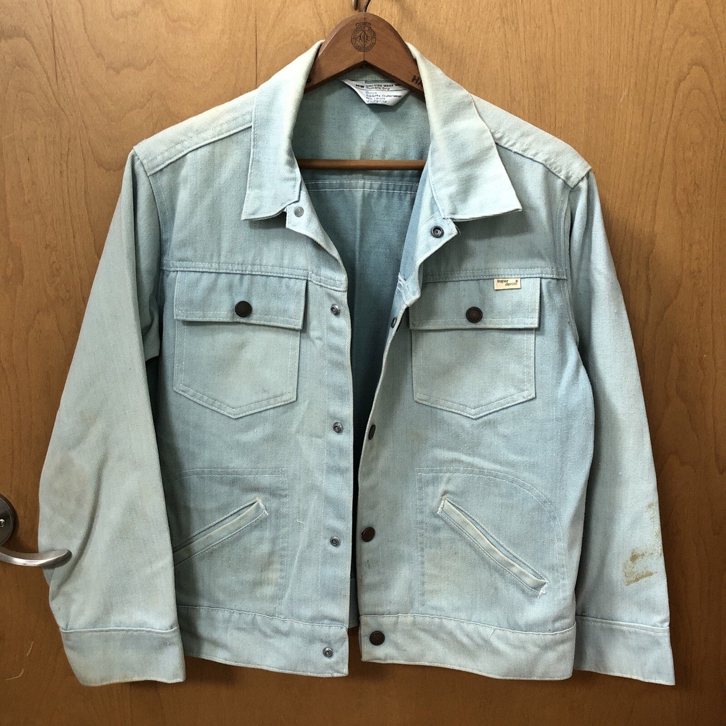 Vintage J. C. Penney Boys SUPER DENIM JACKET Snaps Slit Pockets Size 10-12