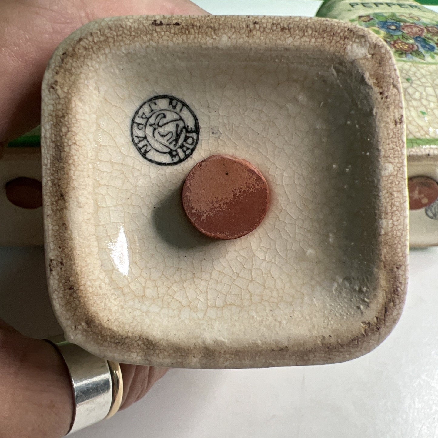 Vintage Japan Majolica Pepper Sugar Flour Shakers RARE