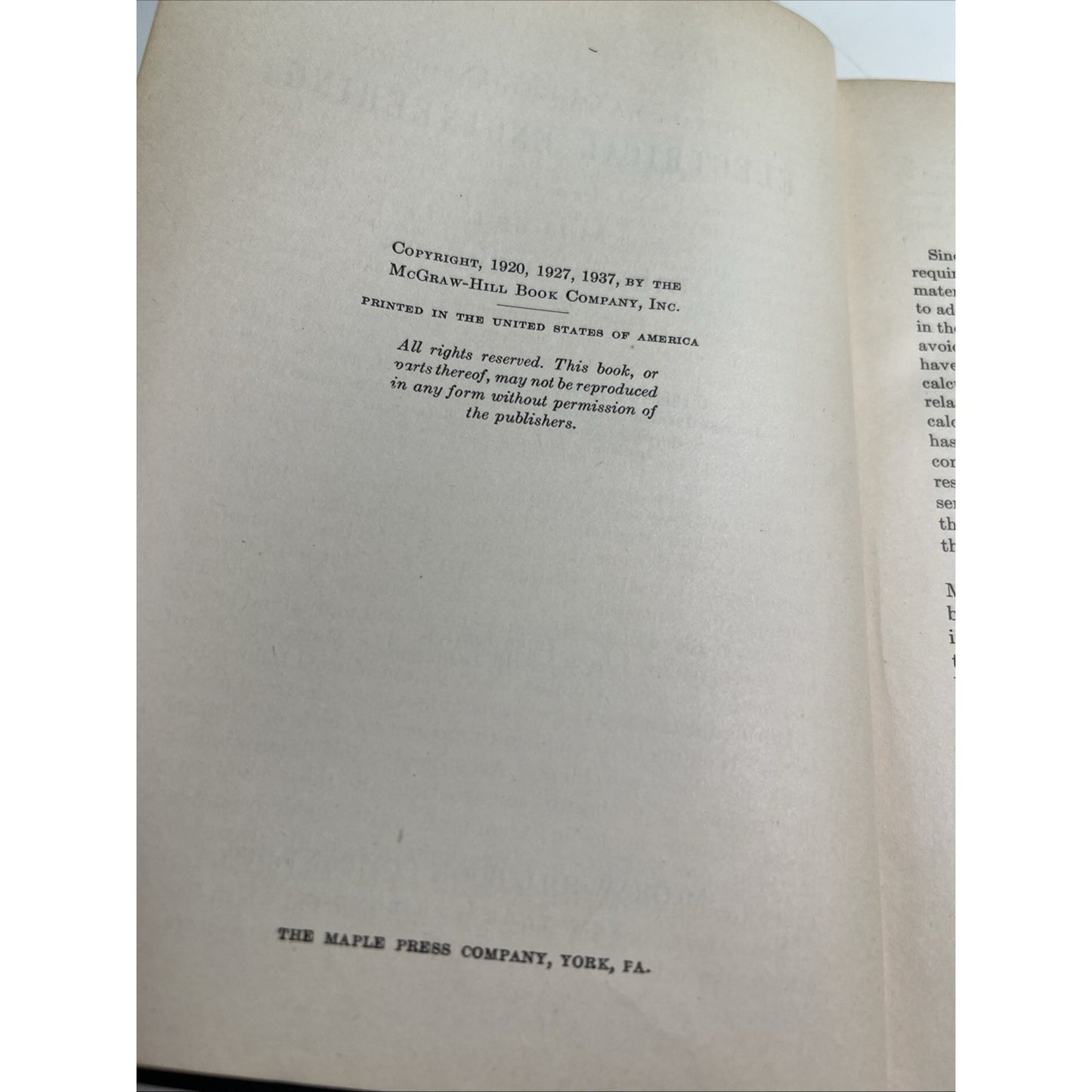 Electrical Engineering Texts A Course in Electrical Engineering Volume 1 HC 1937