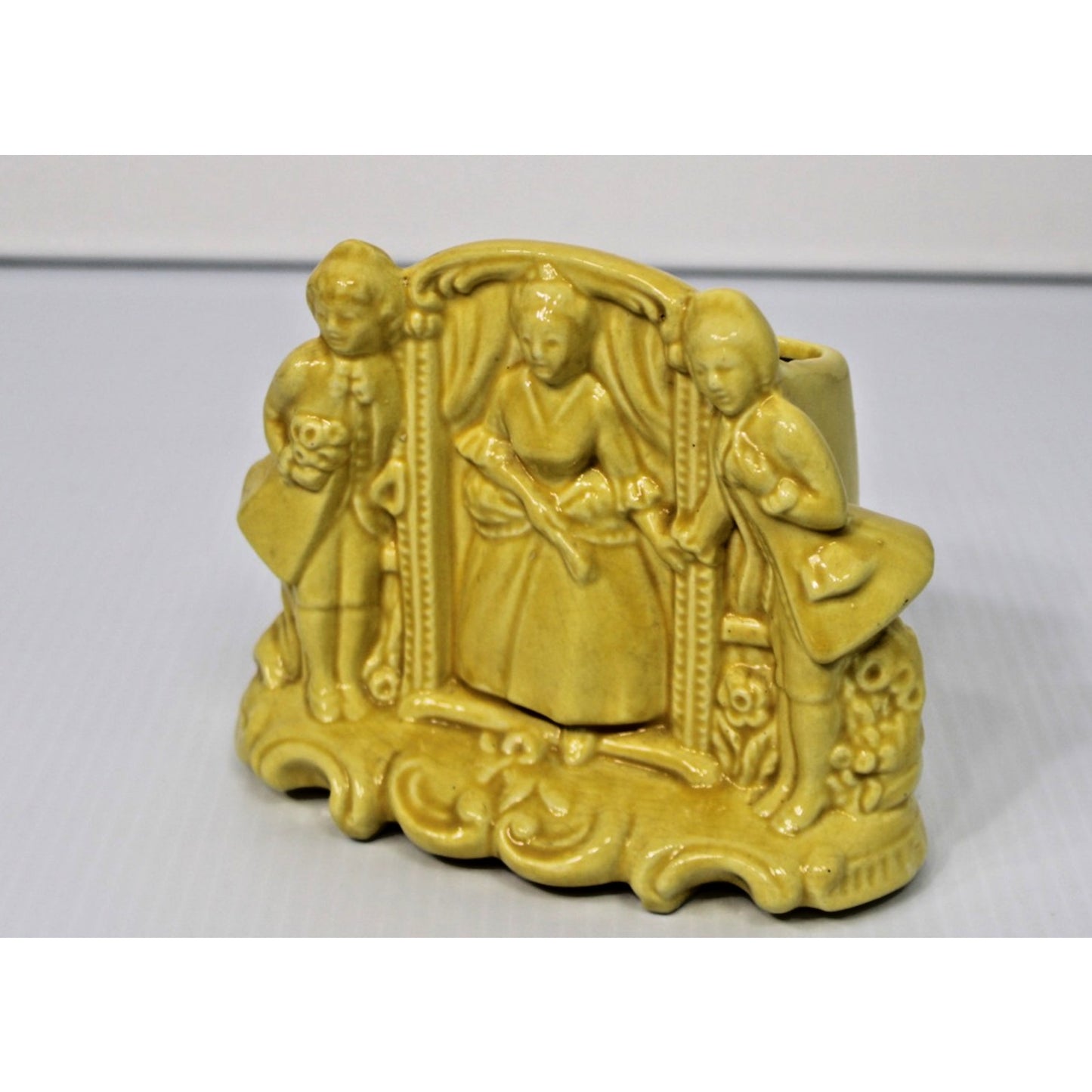 Vintage 1940s Cameron Clay Yellow Figural Vase, Romantic, Cottage, Grandma Chic