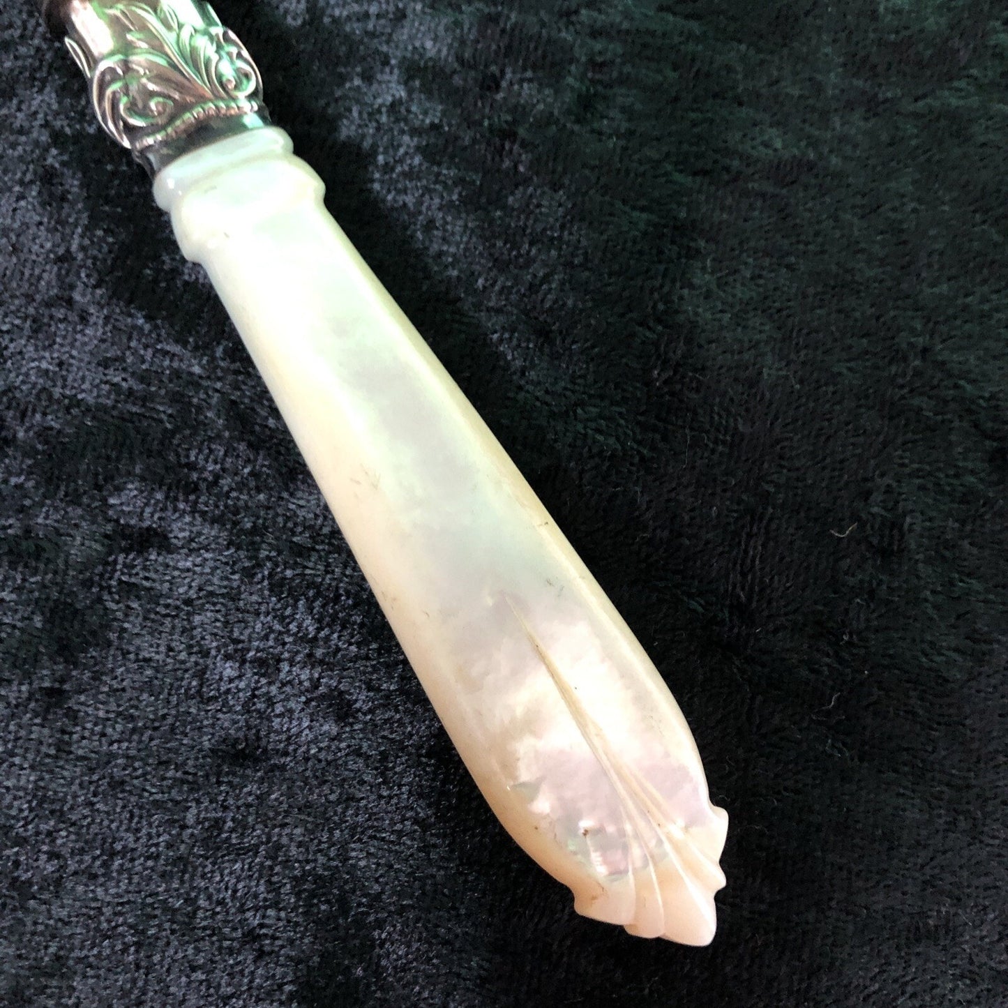 Vintage Dessert Knife with Mother of Pearl Handle Hallmarked 10” Long (B)