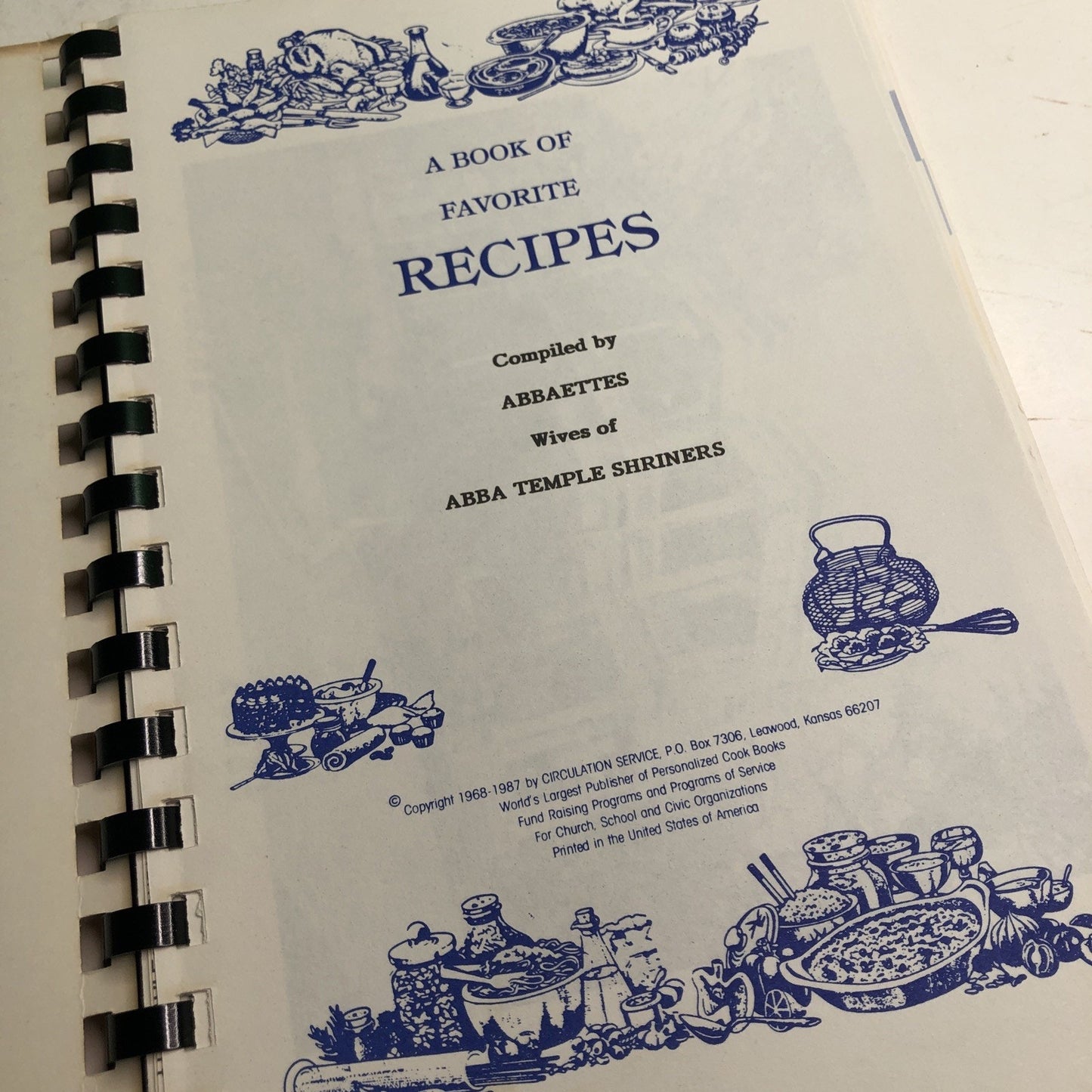 1987 Cookbook Mobile Alabama Abba Temple Shriners Abbaettes Recipes