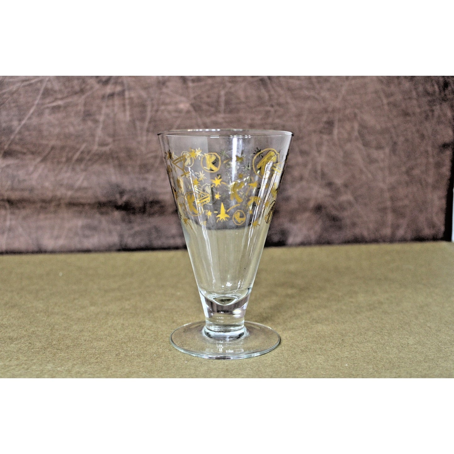 Vintage KAHLUA Cocktail Glass MCM Gold Rockets Cake K Stars Atomic 8oz