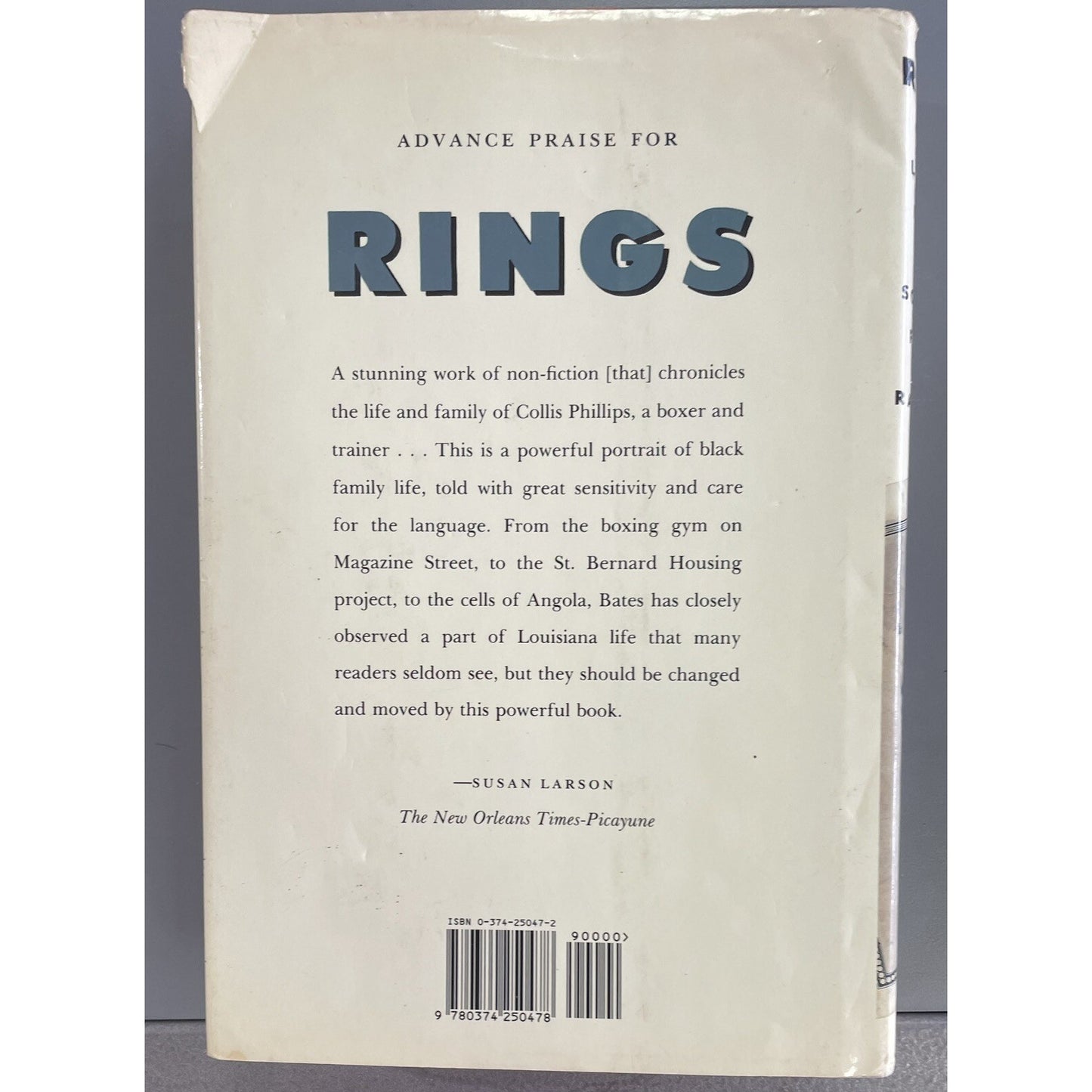Signed RINGS: ON THE LIFE AND FAMILY OF A SOUTHERN FIGHTER By Randolph Bates