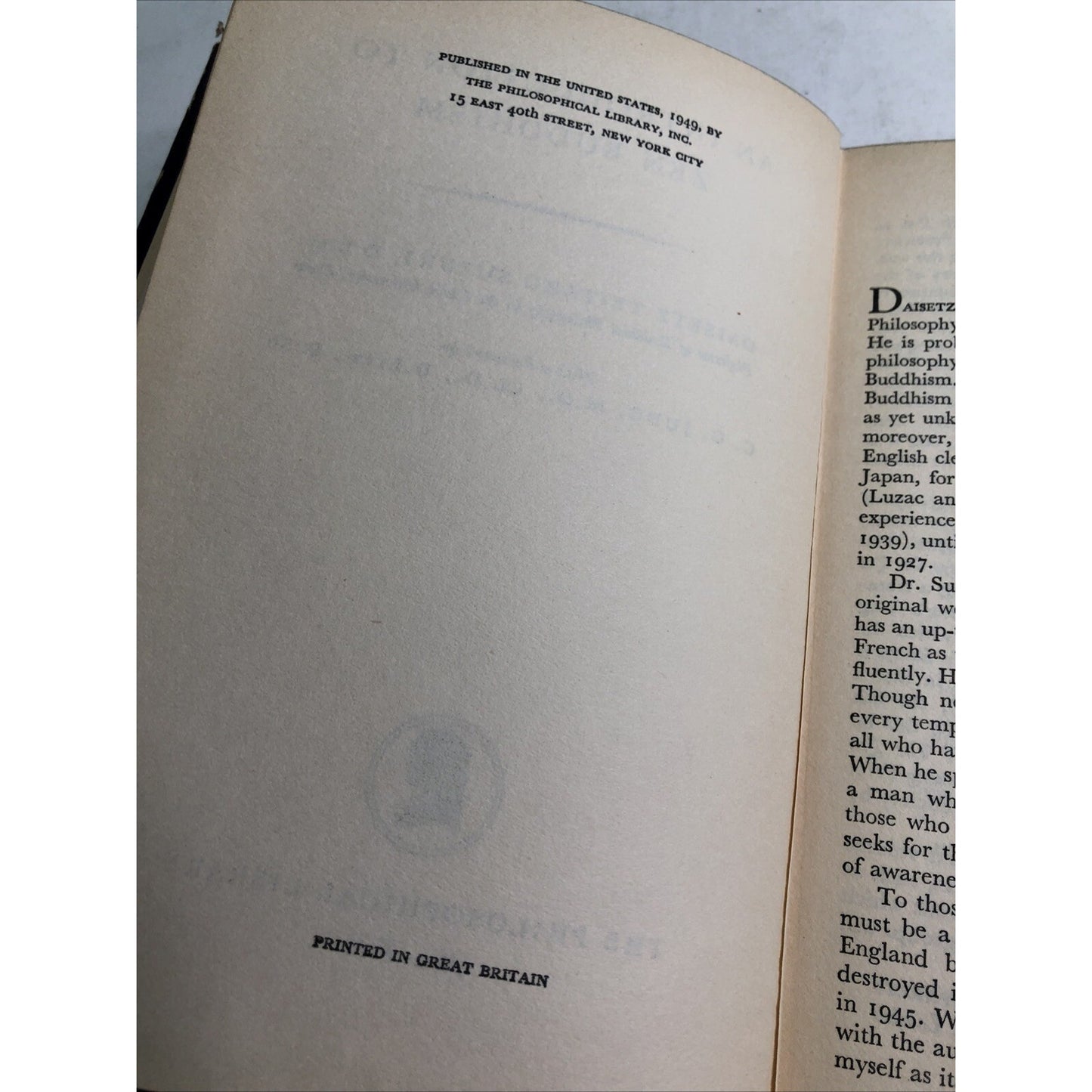 1949 HC DJ Introduction To Zen Buddhism by Daisetz Teitaro Suzuki Intro by Jung
