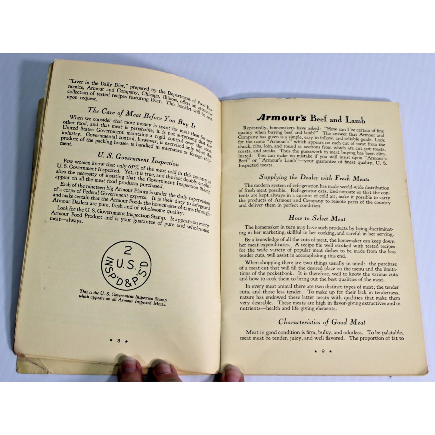 Antique 1934 Armour & Co. Meat Selection Preparation 100 Ways to Serve Booklet