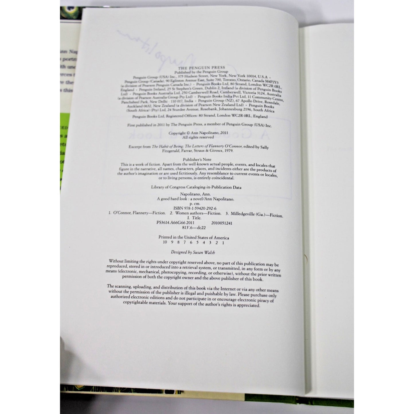 *Signed* Ann Napolitano- A Good Hard Look, 2011 HC/ DJ Fine Condition