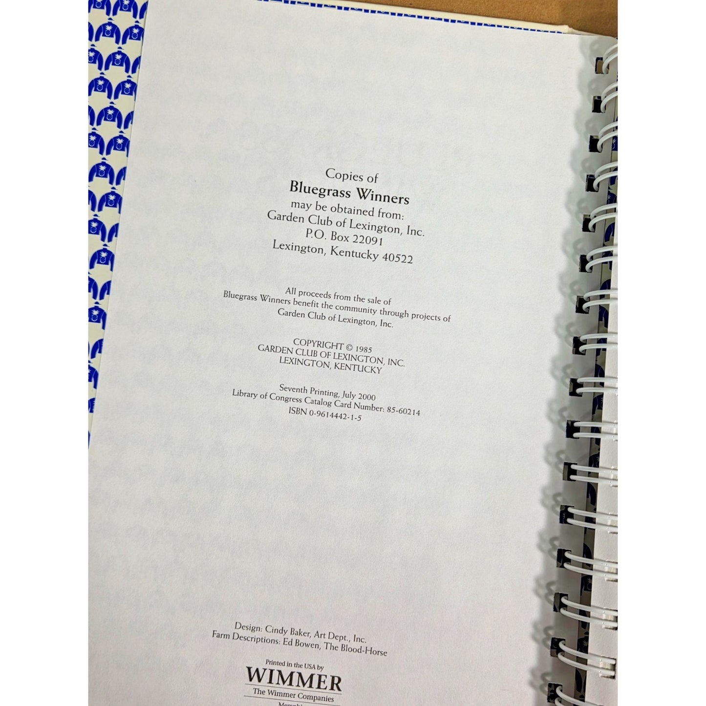 Bluegrass Winners: A Cookbook- Garden Club of Lexington KY Vintage Equestrian EX