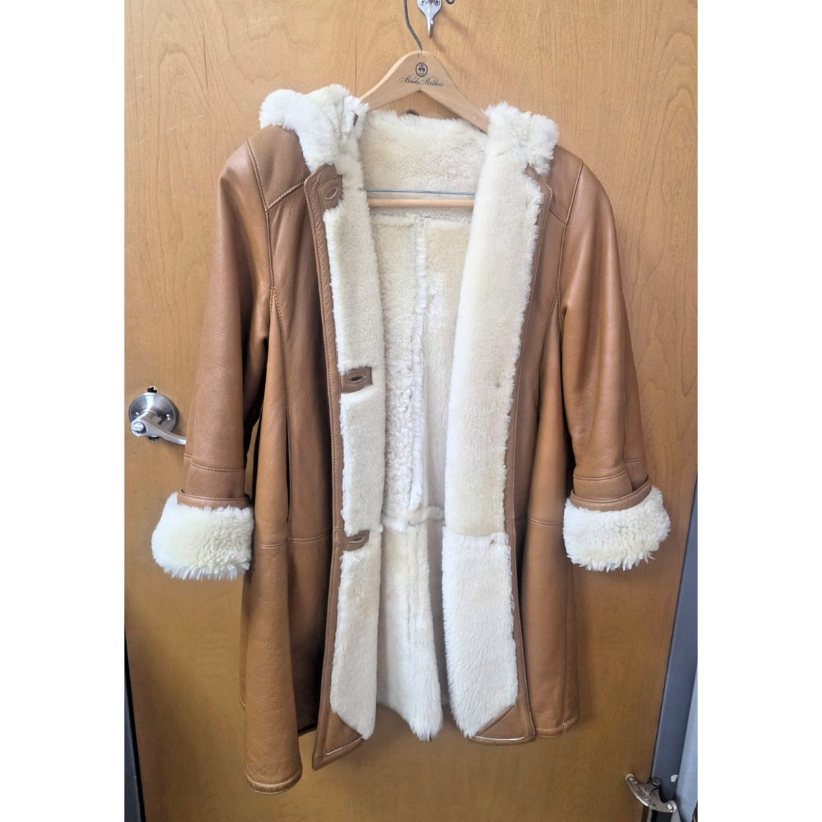 Vintage Italian Shearling Hooded Coat | Real Leather & Wool | US 8 / IT 44