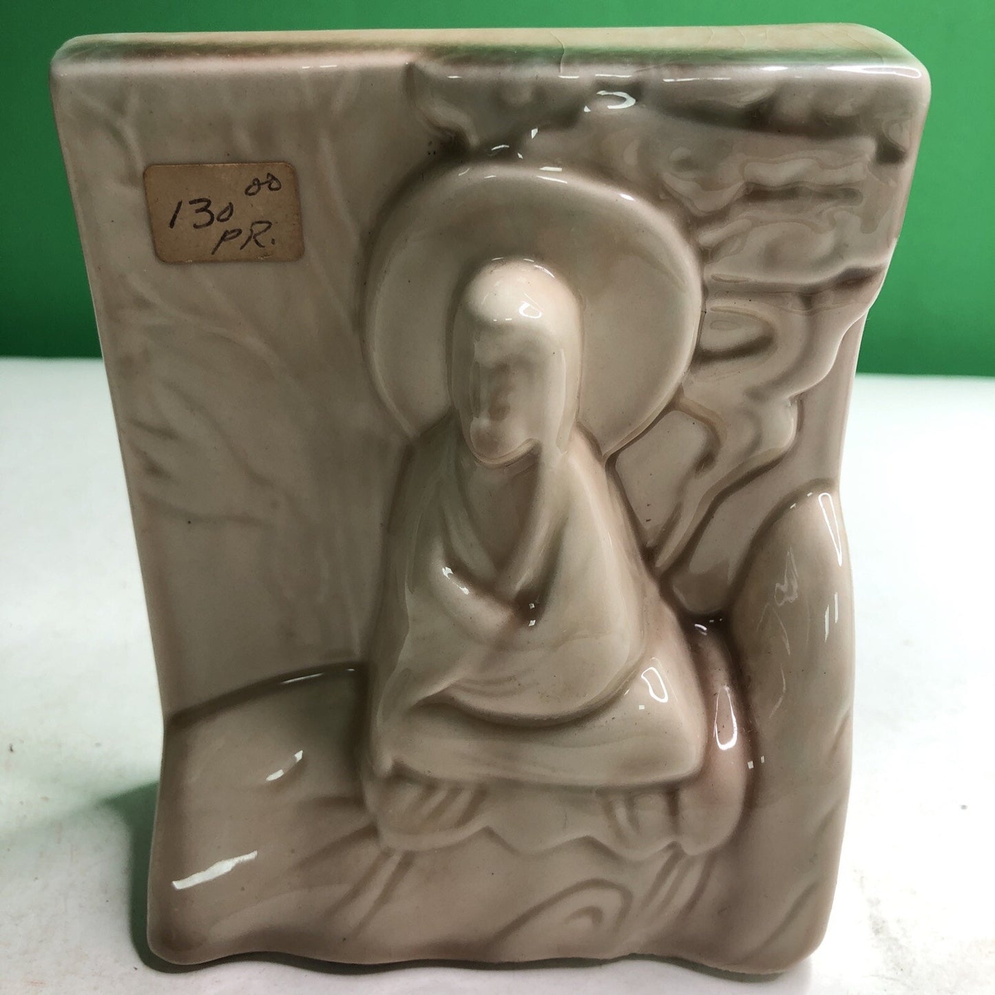 Vintage Art Pottery Bookends USA Asian Buddah Chinese Design