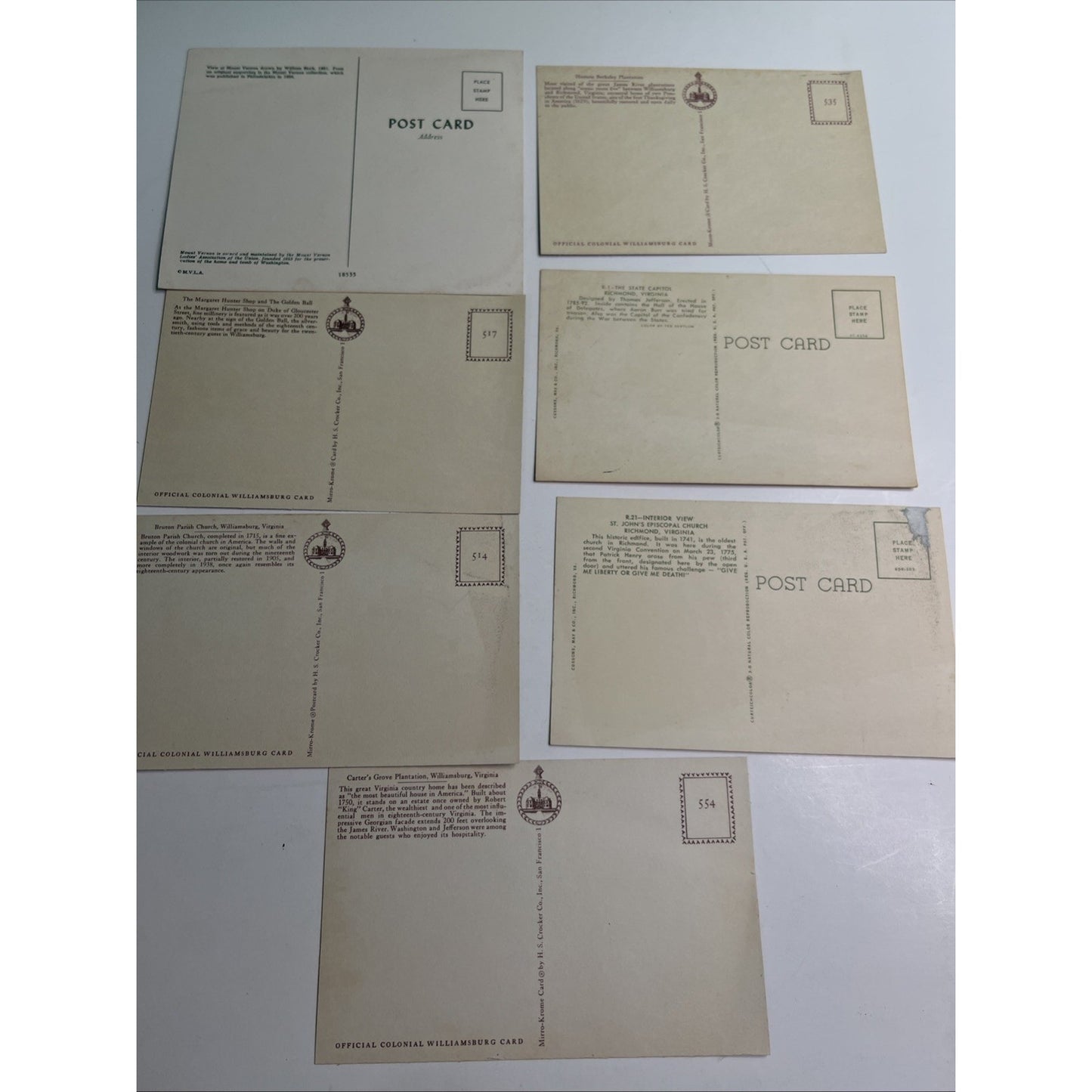 Vintage 1961 Jamestown to Yorktown Guide Book AND Postcard Lot Of 8