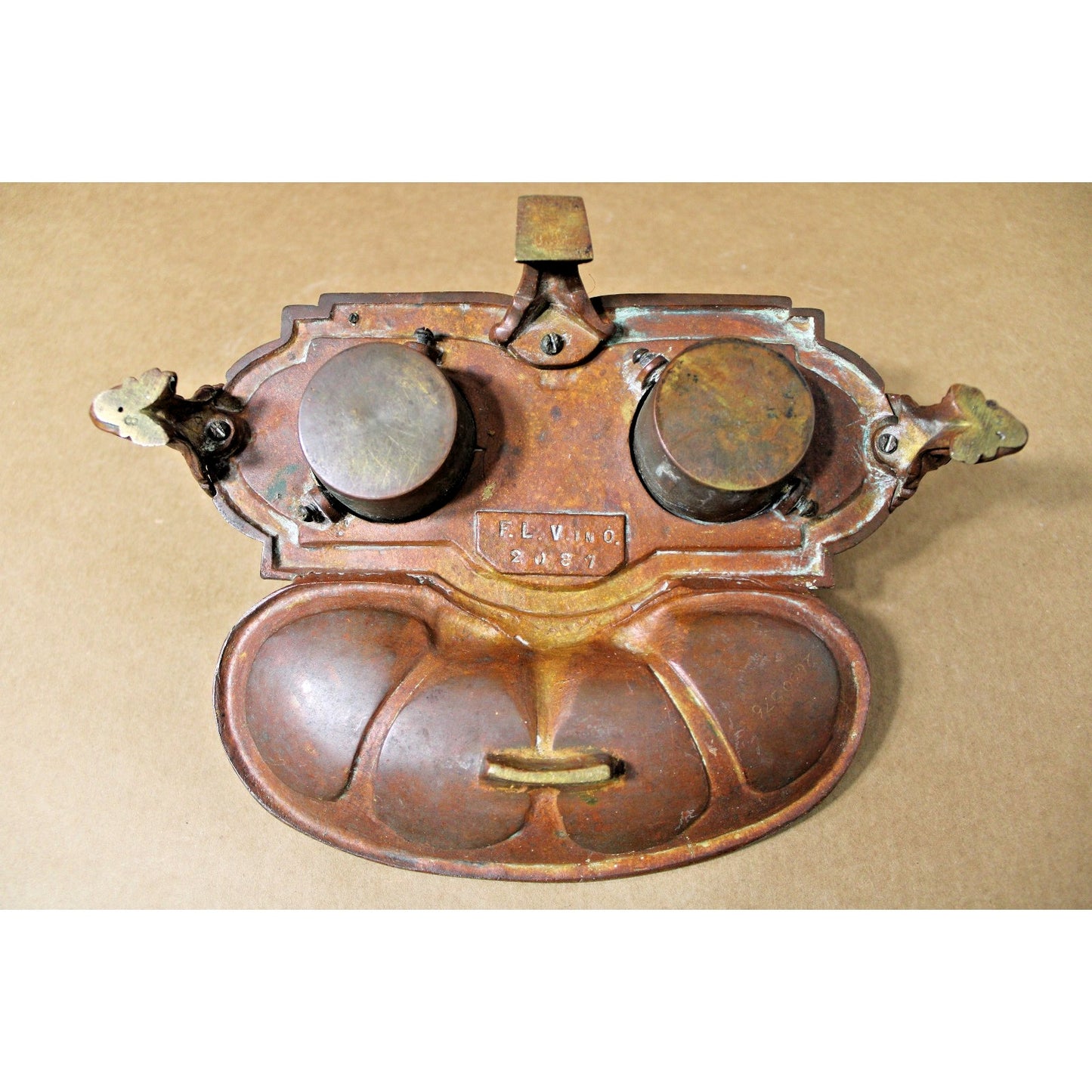 Antique Double Inkwell and Pen Stand,18th Century, F.L. Volbach, German