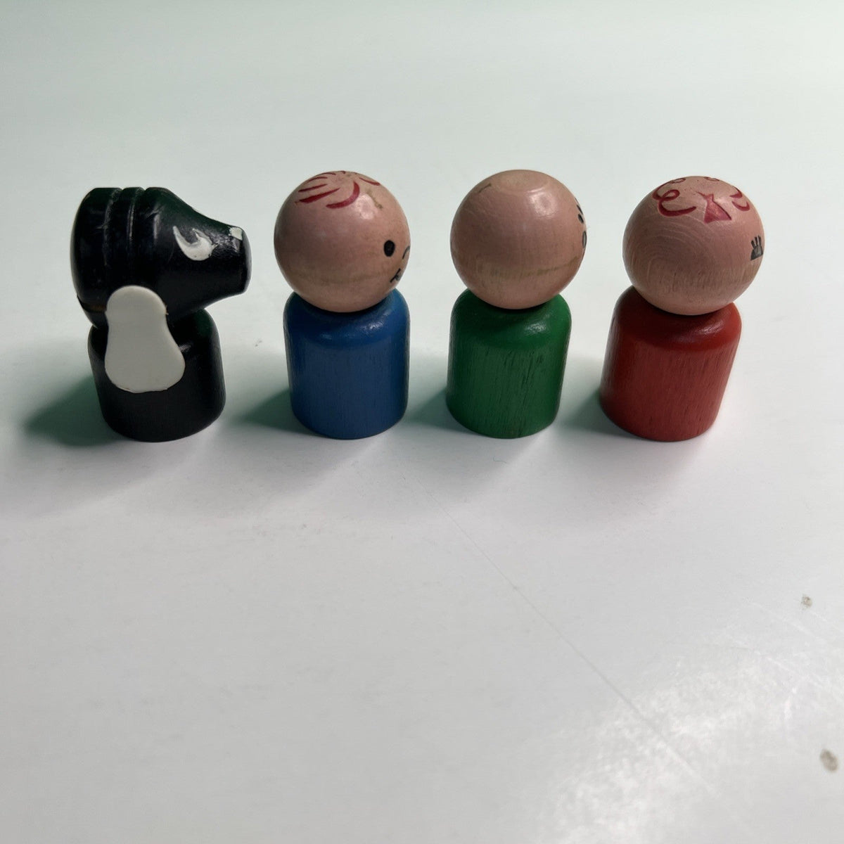 Vintage Fisher Price 1966 Wooden Little People Dog Lot 4 For Ferris Wheel # 969